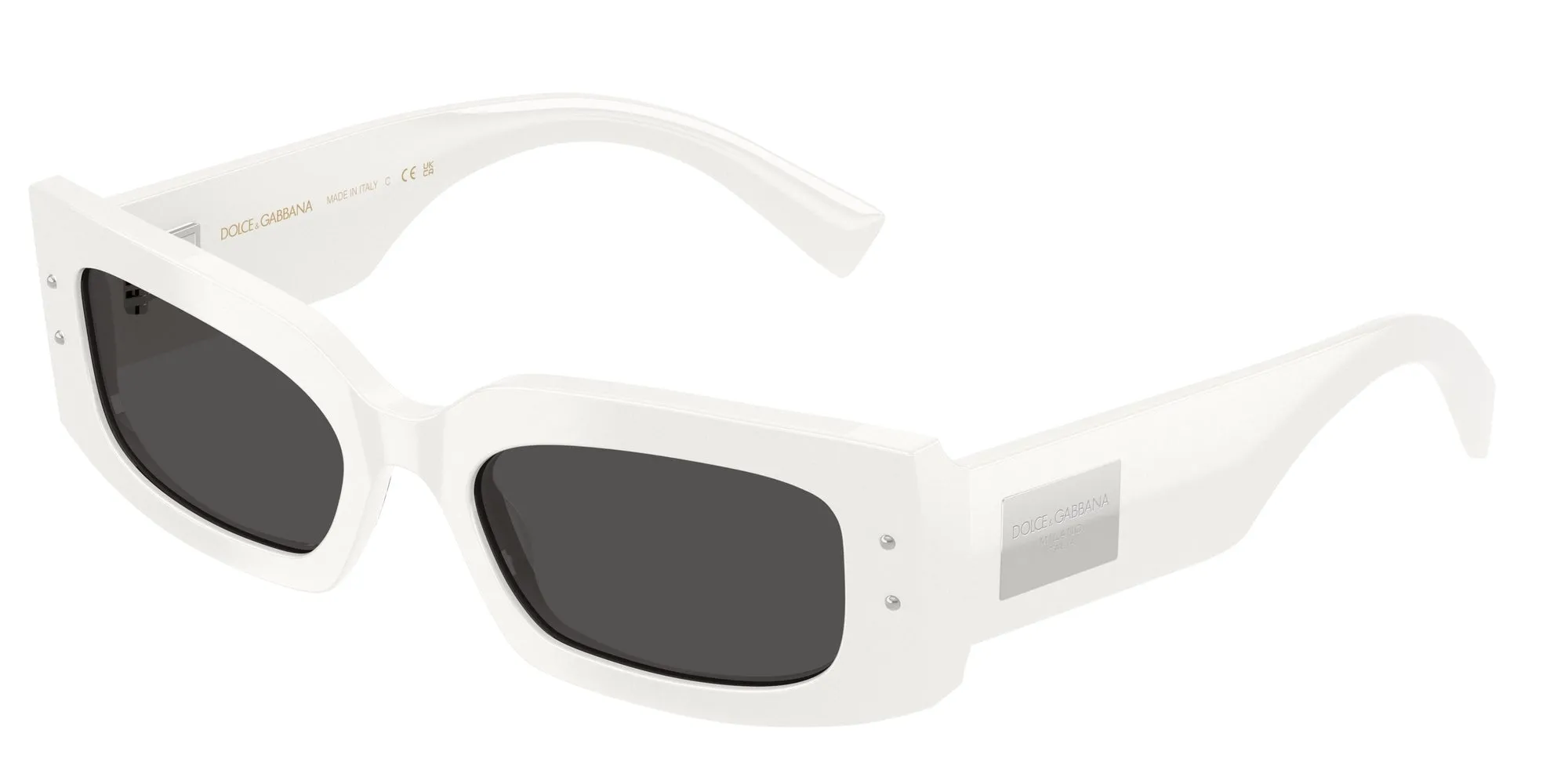 Dolce & Gabbana DG4479 331287 Occhiali da sole Acetato Bianco Grigio Squadrata Normale - immagine 1