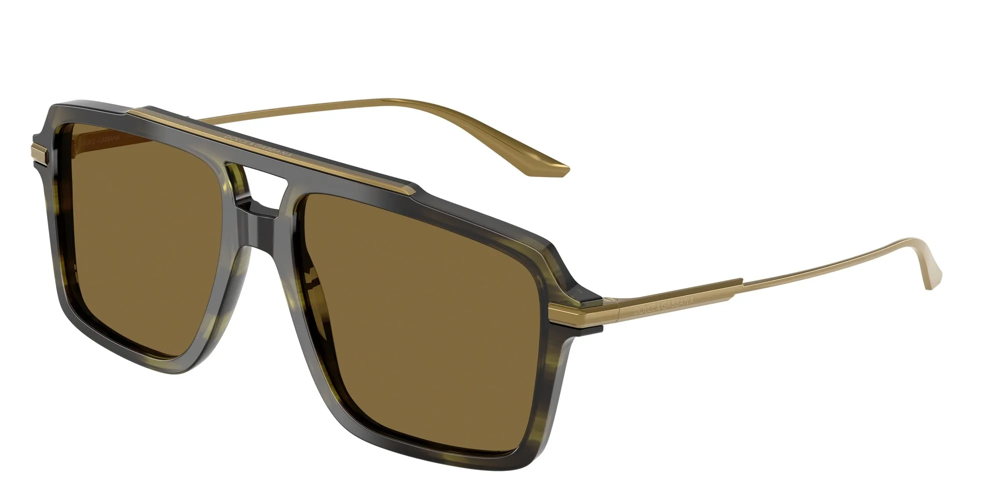 Dolce & Gabbana DG4477 3447S7 Occhiali da sole Acetato Verde Marrone Pilot Normale - immagine 1