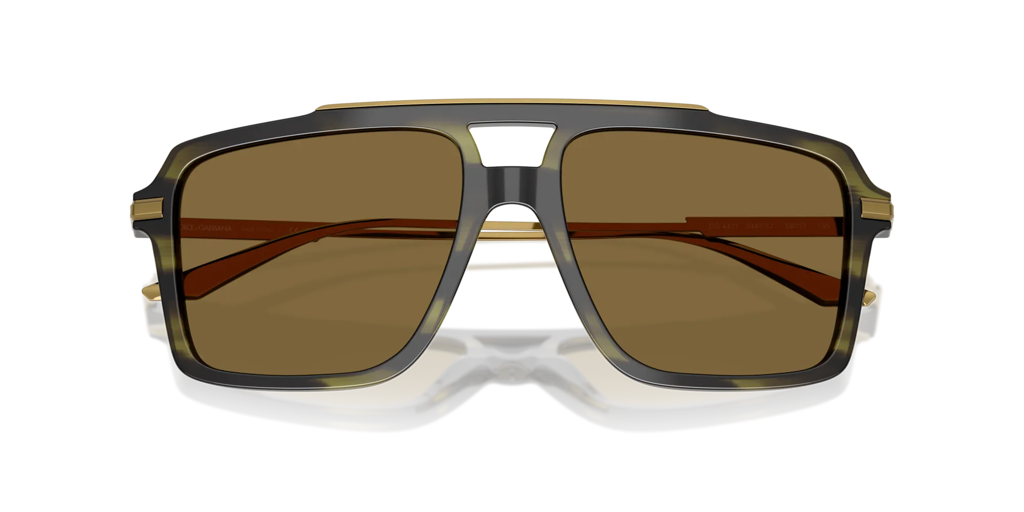 Dolce & Gabbana DG4477 3447S7 Occhiali da sole Acetato Verde Marrone Pilot Normale - immagine 2