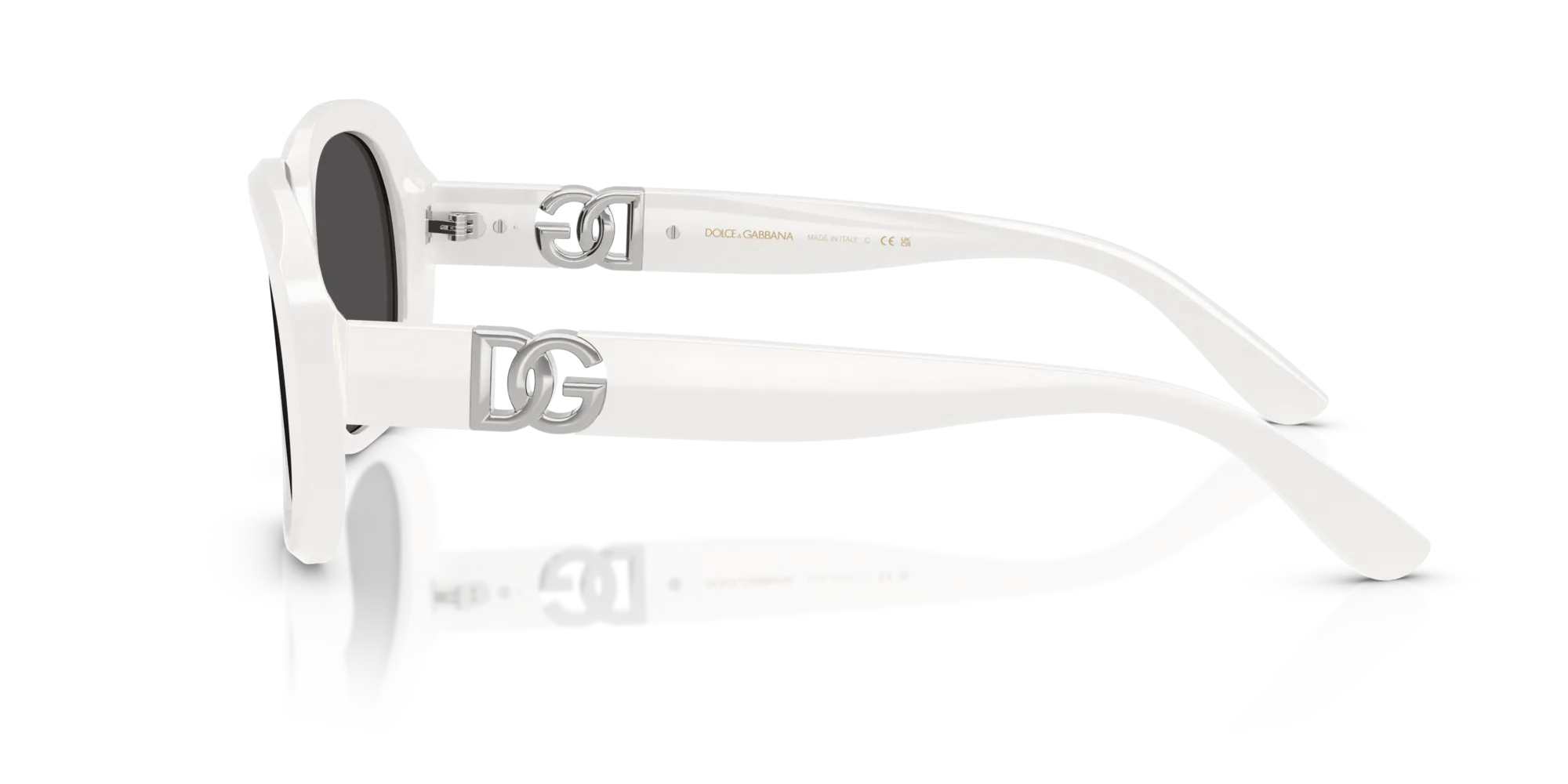 Dolce & Gabbana DG4476 331287 Occhiali da sole Acetato Bianco Grigio Rotonda Normale - immagine 4