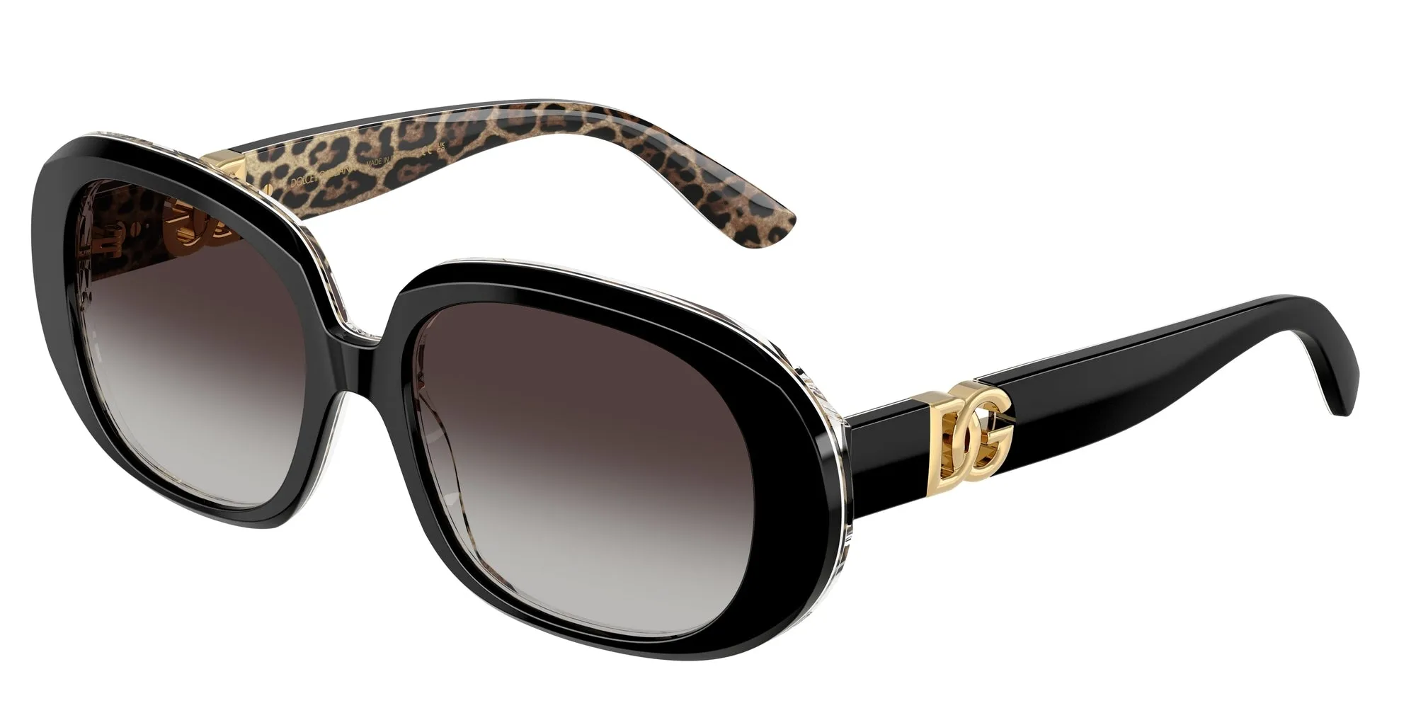 Dolce & Gabbana DG4476 32998G Occhiali da sole Acetato Nero Grigio Rotonda Normale Sfumato - immagine 1