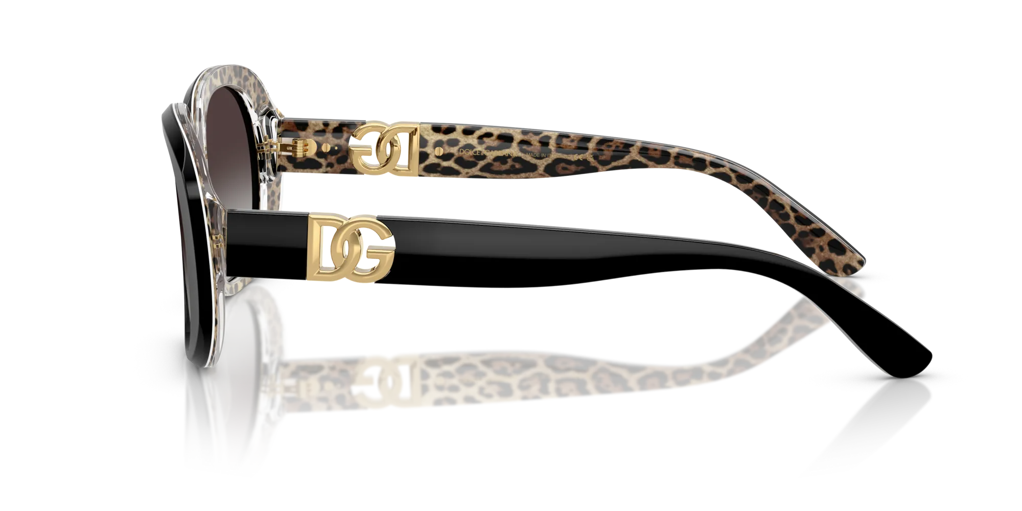Dolce & Gabbana DG4476 32998G Occhiali da sole Acetato Nero Grigio Rotonda Normale Sfumato - immagine 4