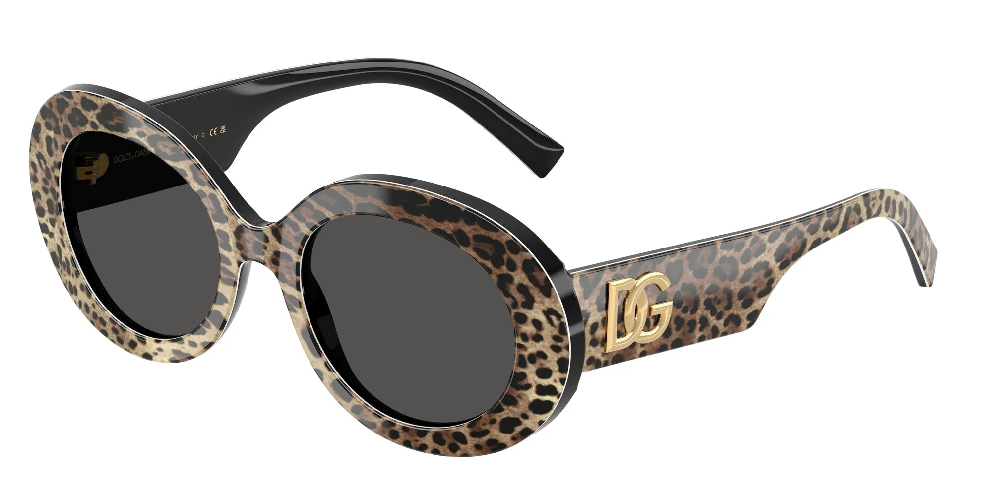 Dolce & Gabbana DG4448 316387 Occhiali da sole Acetato Nero Grigio Rotonda Normale - immagine 1