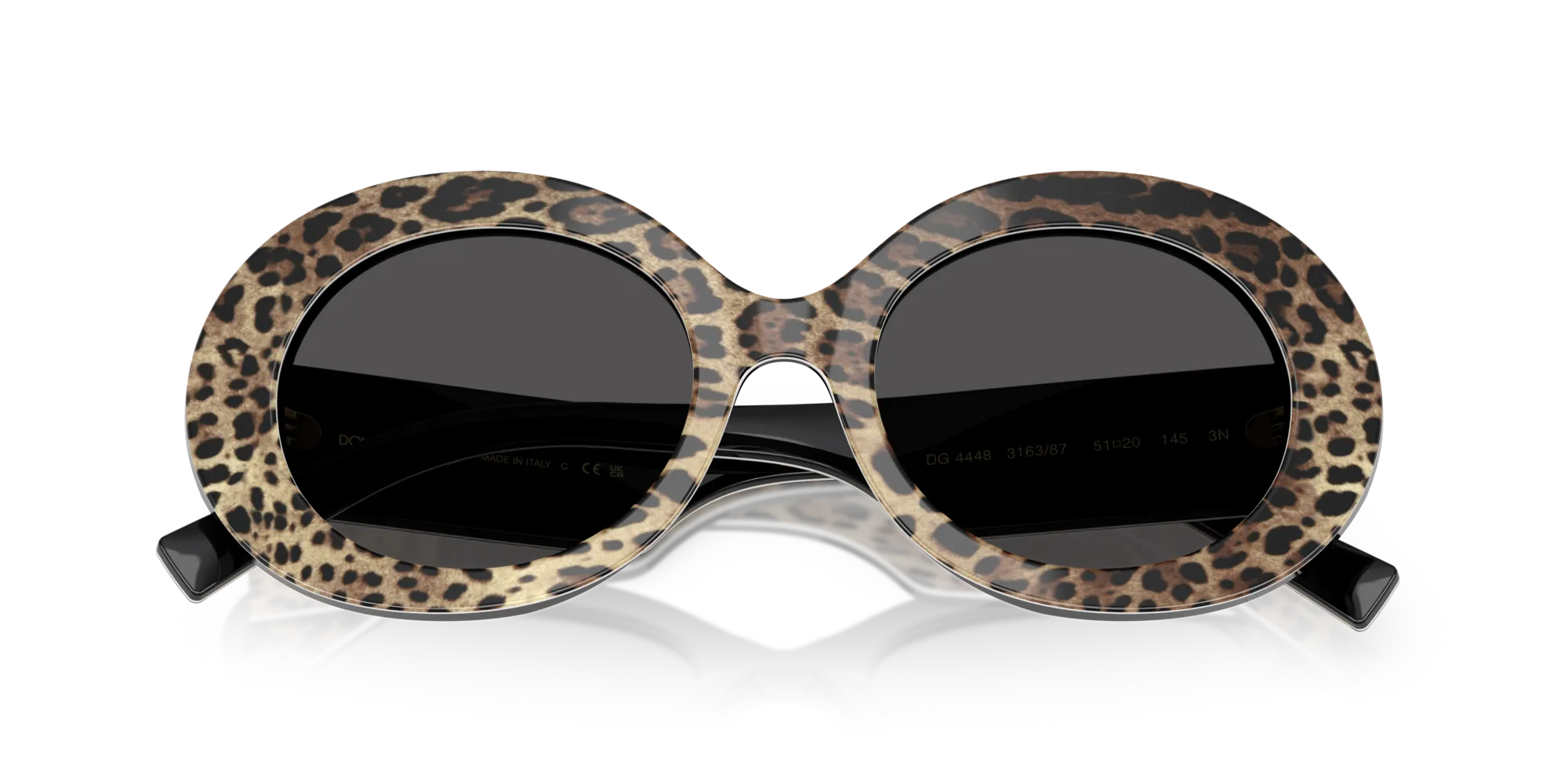 Dolce & Gabbana DG4448 316387 Occhiali da sole Acetato Nero Grigio Rotonda Normale - immagine 2