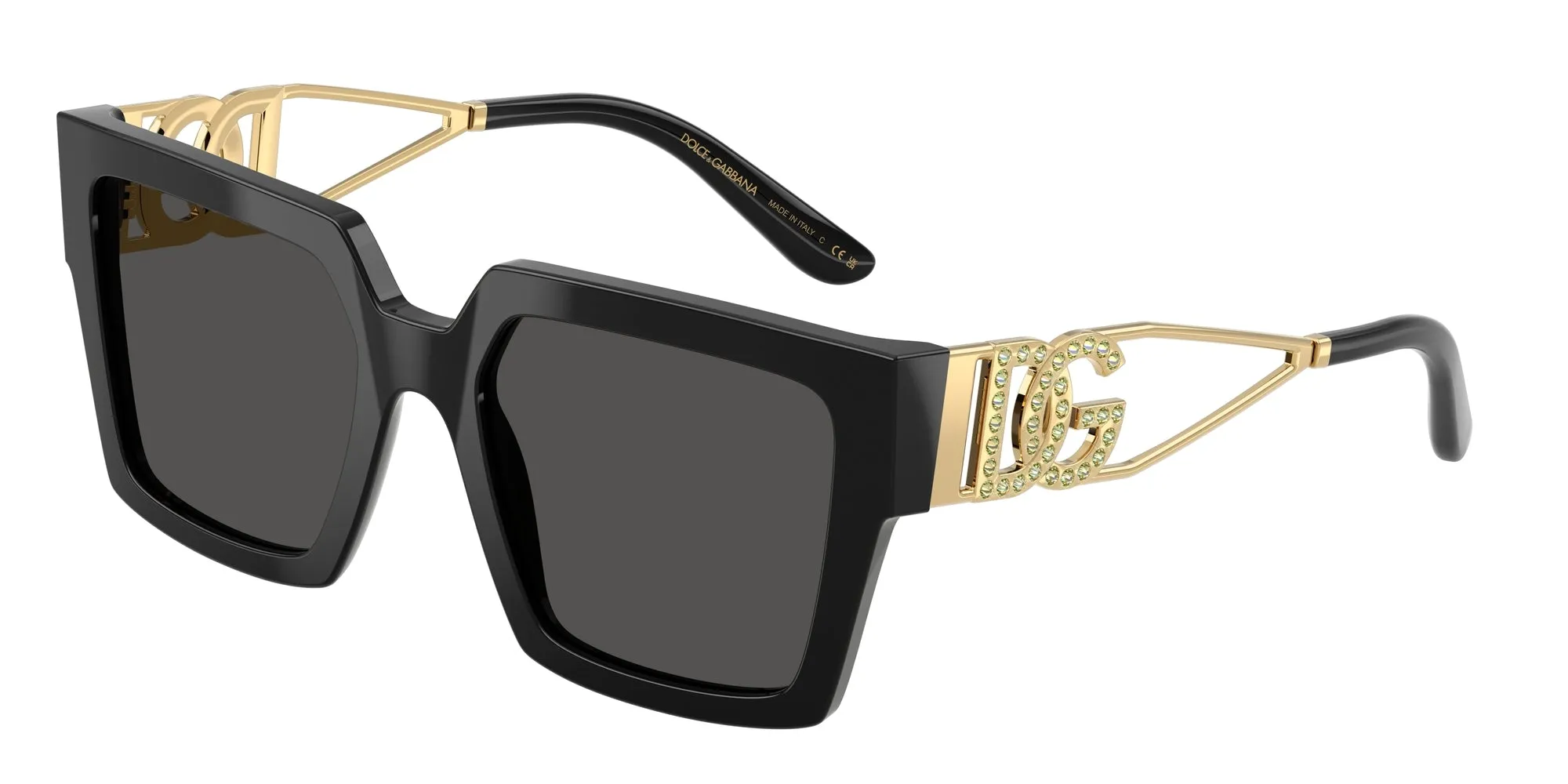 Dolce & Gabbana DG4446B 335587 Occhiali da sole Acetato Nero Grigio Squadrata Normale - immagine 1