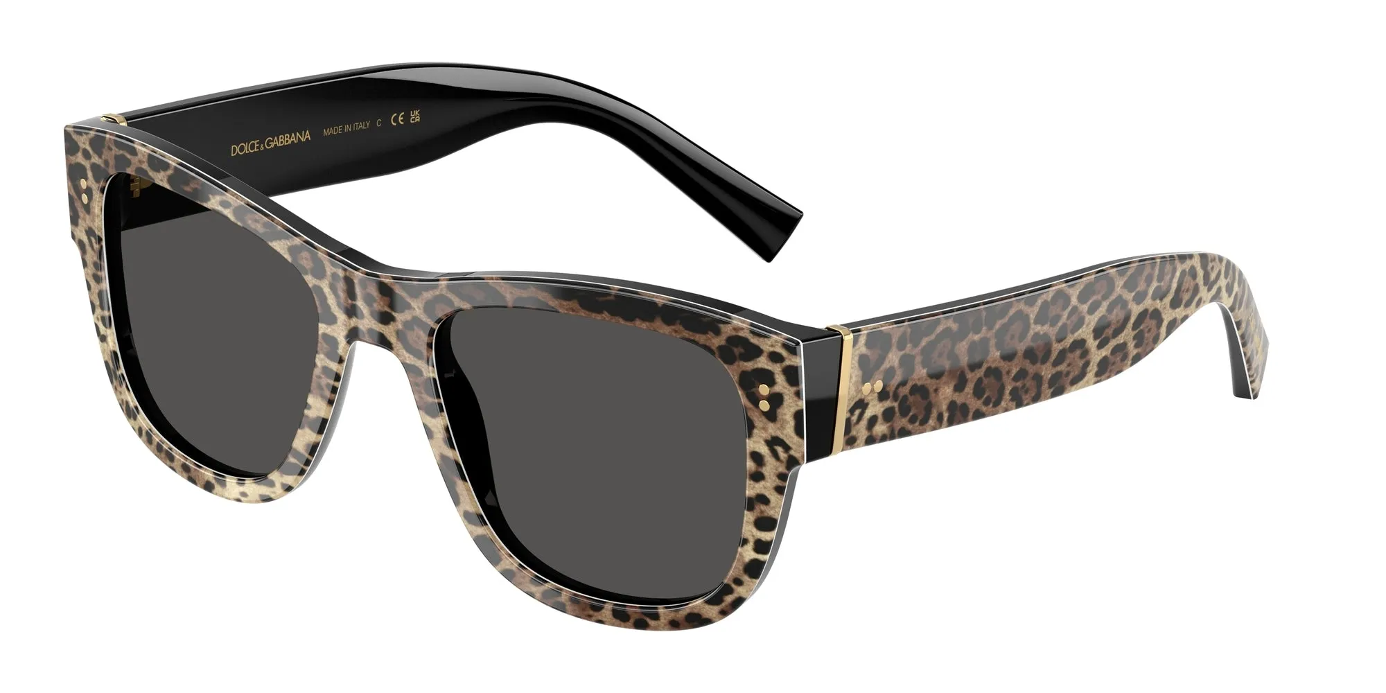 Dolce & Gabbana DG4338 316387 Occhiali da sole Acetato Nero Grigio Squadrata Normale - immagine 1