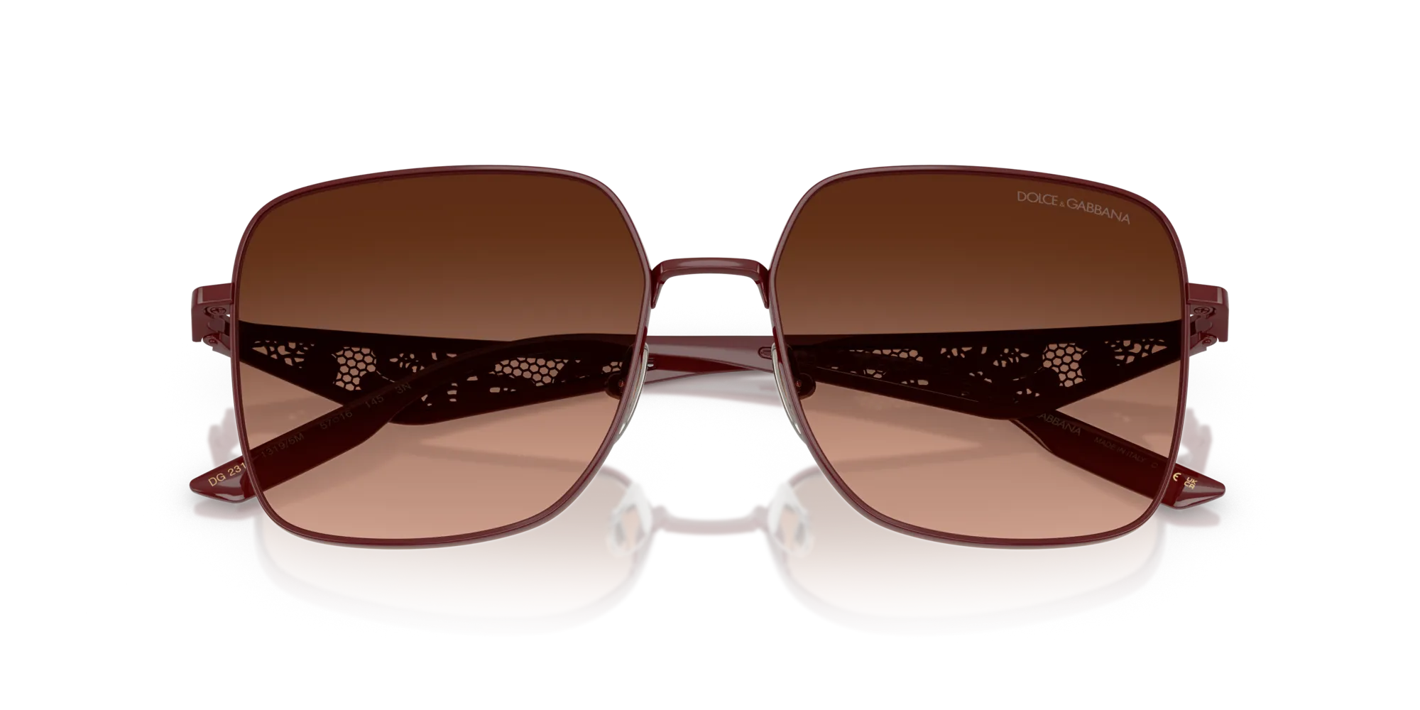 Dolce & Gabbana DG2310 13195M Occhiali da sole Metallo Rosso Rosa Squadrata Normale Sfumato - immagine 2