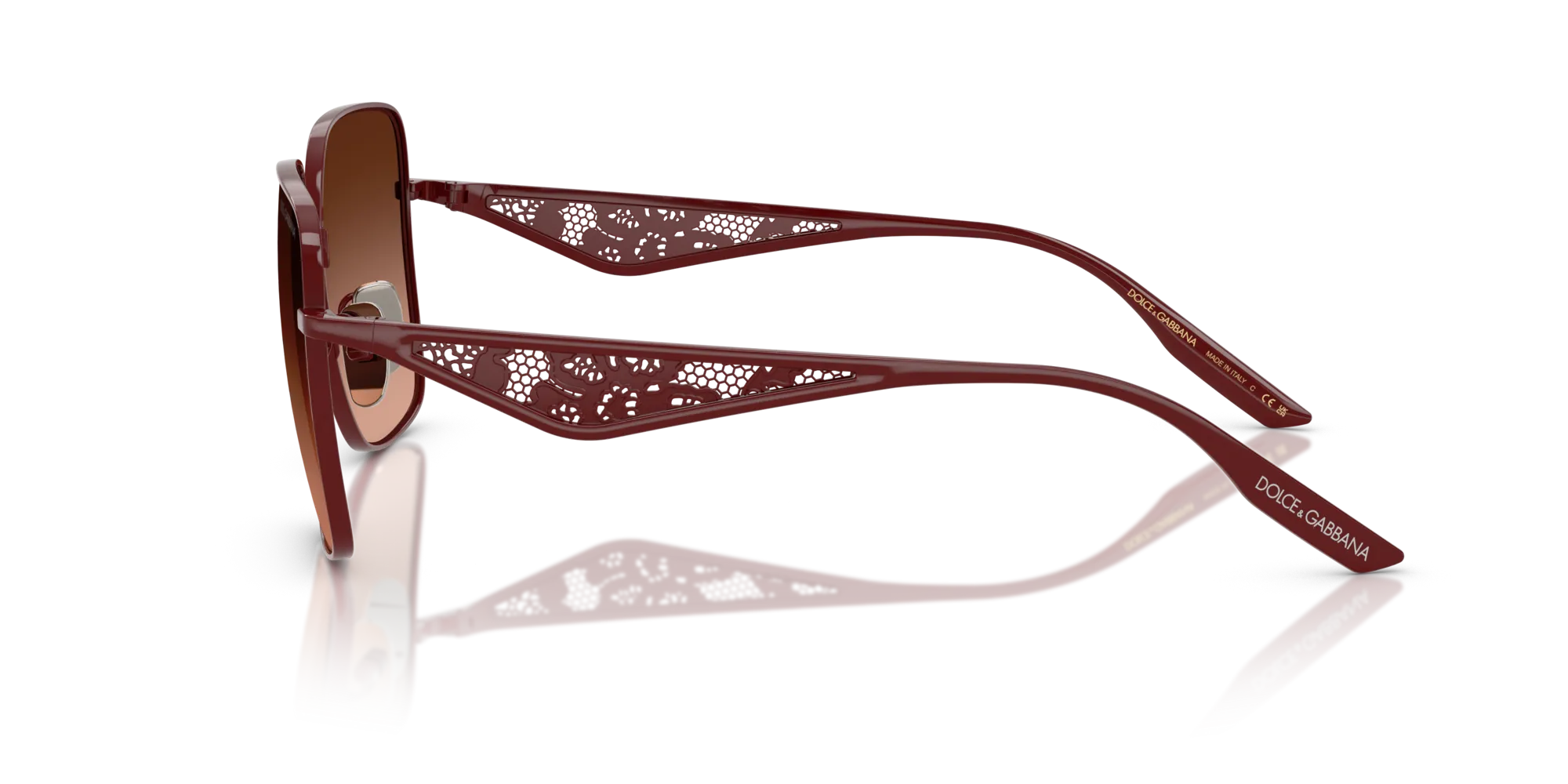 Dolce & Gabbana DG2310 13195M Occhiali da sole Metallo Rosso Rosa Squadrata Normale Sfumato - immagine 4