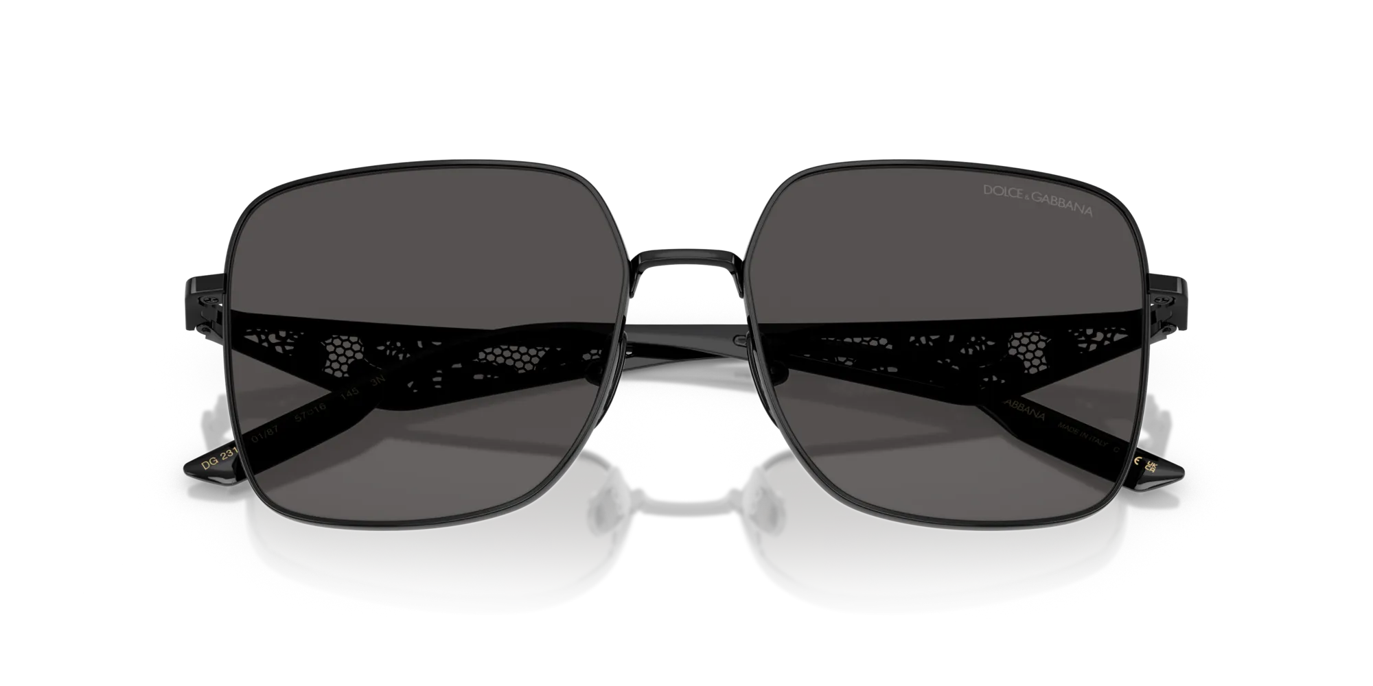 Dolce & Gabbana DG2310 01/87 Occhiali da sole Metallo Nero Grigio Squadrata Normale - immagine 2