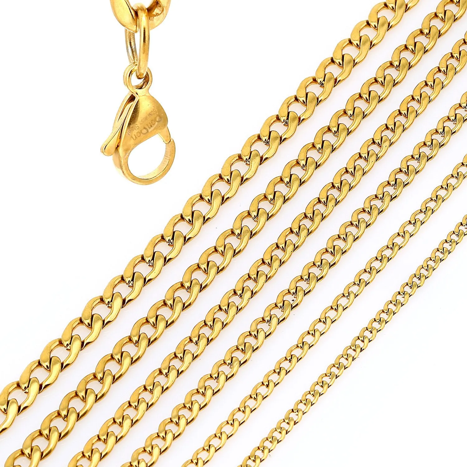 DonDon Collana a Maglie Larghe Uomo in Acciaio Inox Colore Oro Lunghezza 52 cm - Ø 0,45 cm - immagine 1