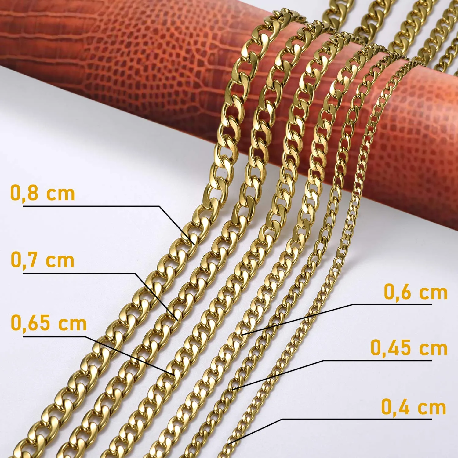 DonDon Collana a Maglie Larghe Uomo in Acciaio Inox Colore Oro Lunghezza 52 cm - Ø 0,45 cm - immagine 3