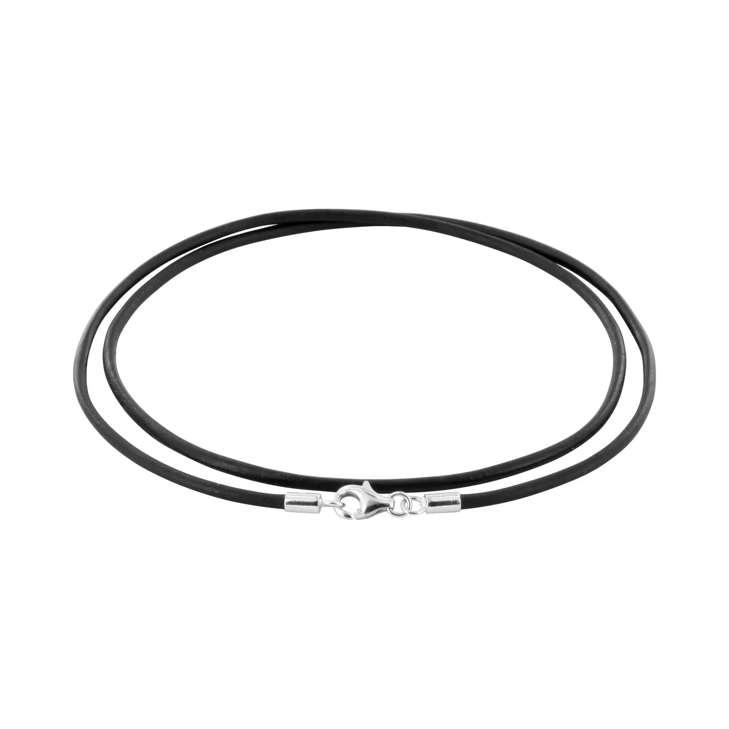Auroris - Collana in vera pelle nera 2 mm con chiusura a moschettone in argento sterling 925, lunghezza 40 cm - immagine 1