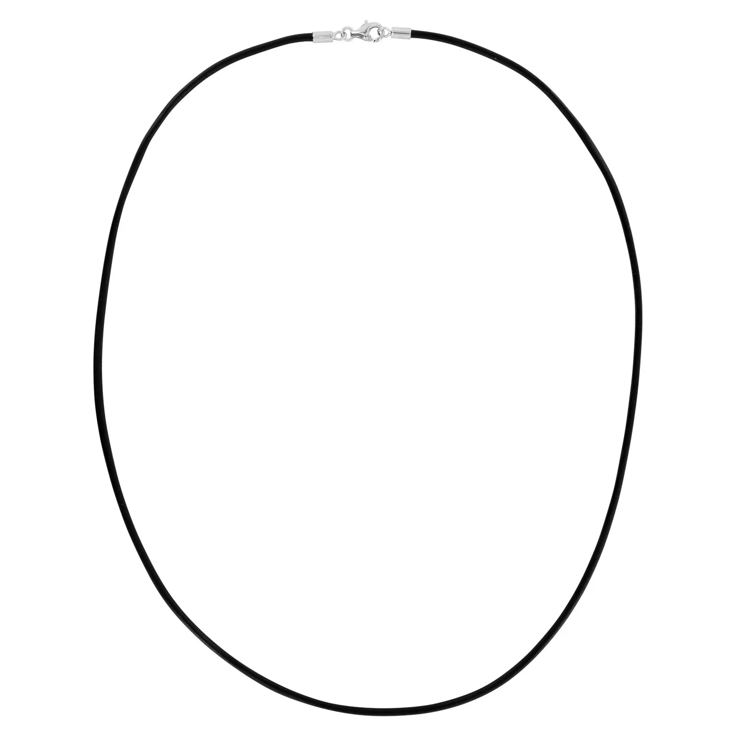 Auroris - Collana in vera pelle nera 2 mm con chiusura a moschettone in argento sterling 925, lunghezza 40 cm - immagine 3