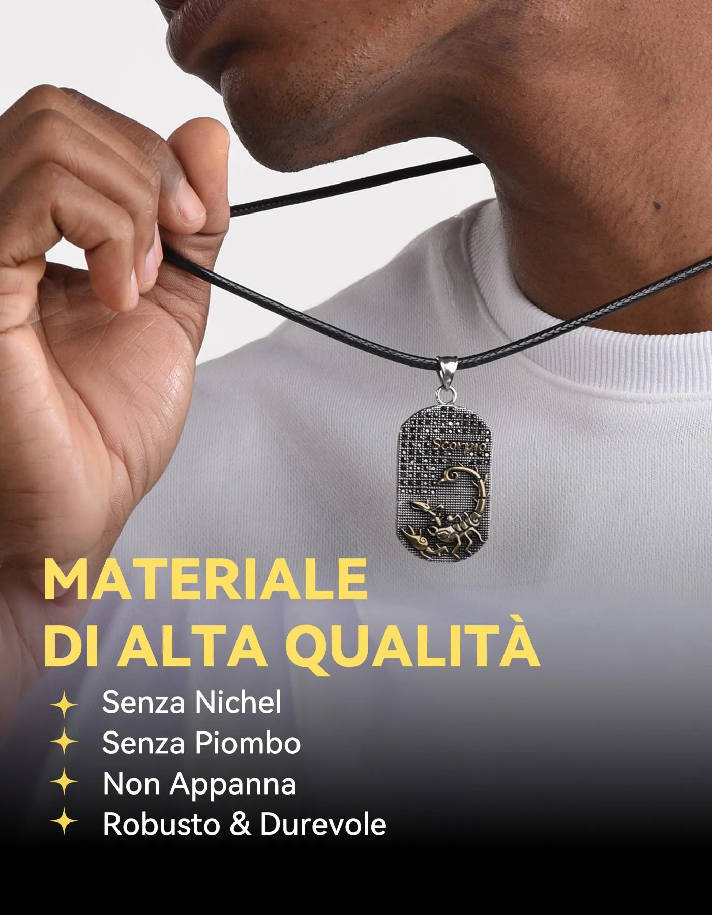 ChainsHouse Collana Caucciù Uomo Cordino per Collane 3mm Nero 66cm - immagine 4