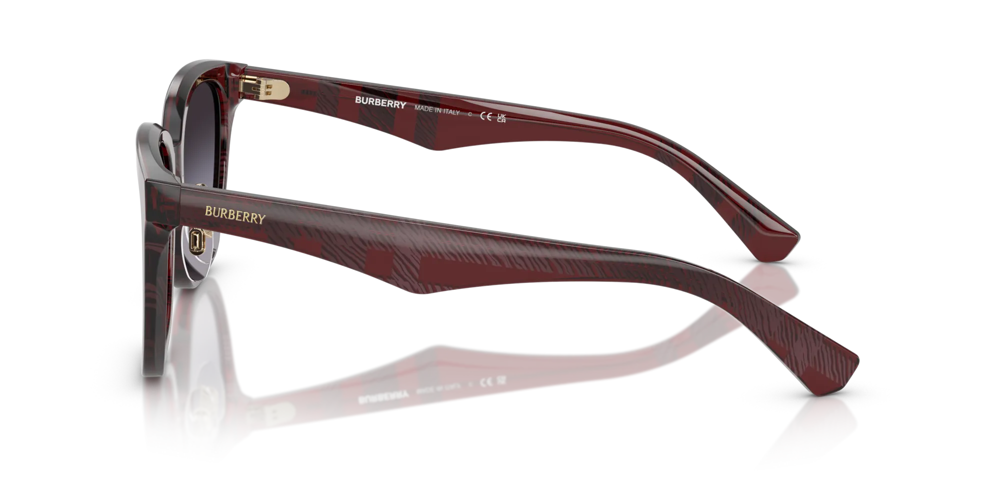 Burberry BE4446D 41158G Occhiali da sole Acetato Rosso Grigio Squadrata Normale Sfumato - immagine 4