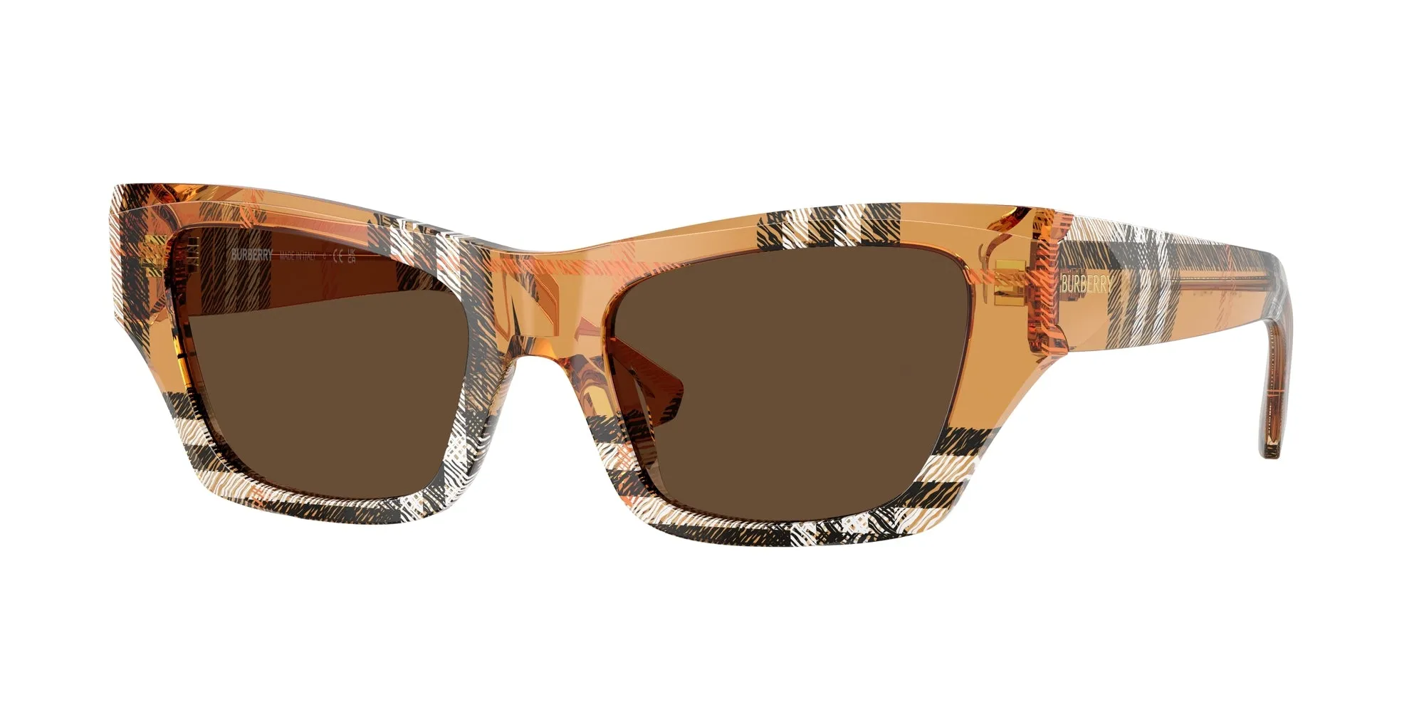 Burberry BE4441U 414673 Occhiali da sole Acetato Marrone Marrone Cat Eye Normale - immagine 1