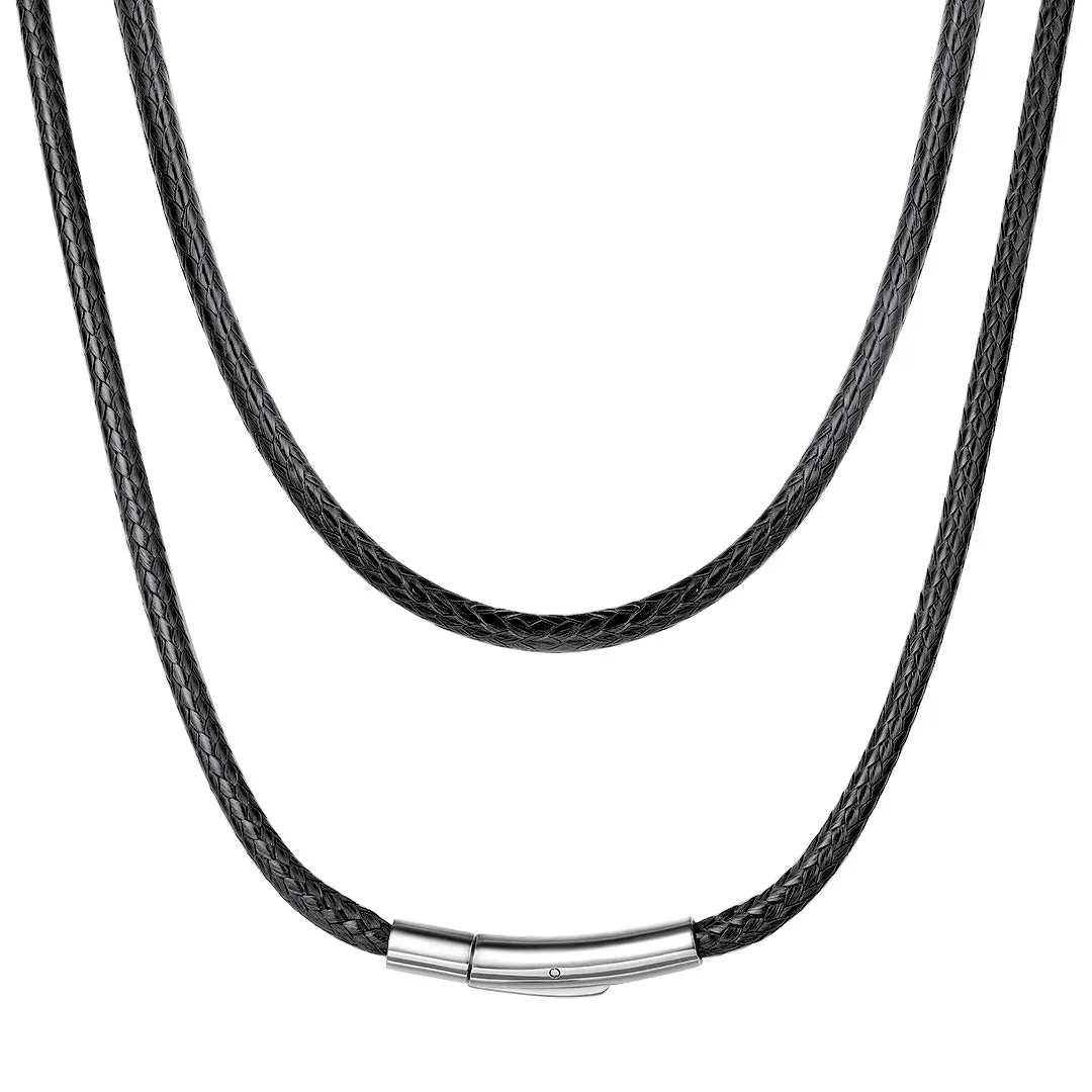 ChainsHouse Collana Caucciù Uomo con Incisione Cordino 3mm Nero 51cm - immagine 1