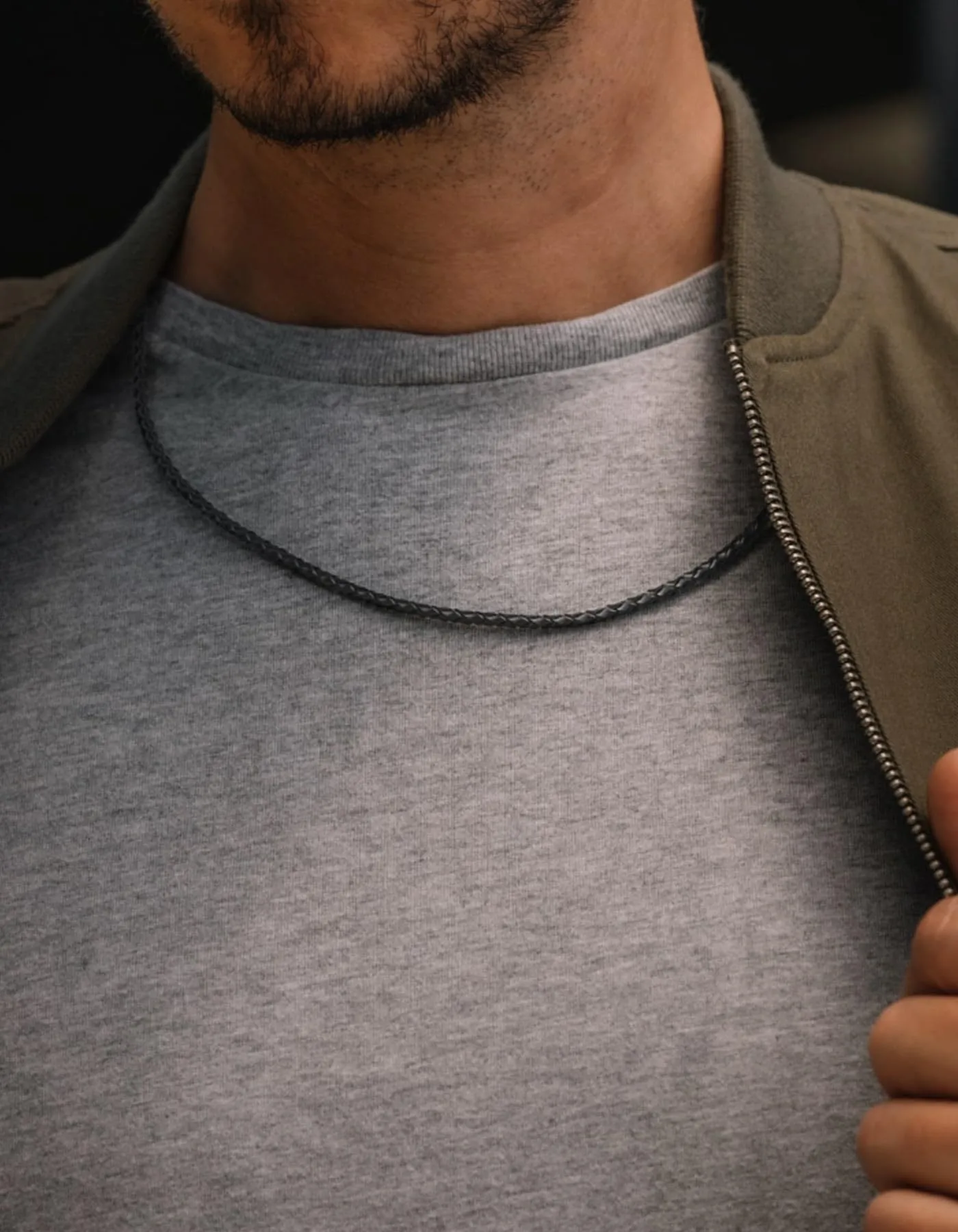 ChainsHouse Collana Caucciù Uomo con Incisione Cordino 3mm Nero 51cm - immagine 2