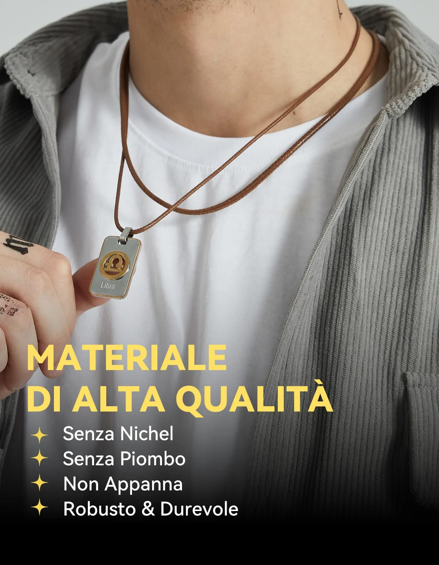 ChainsHouse, Collana in pelle a corda intrecciata con chiusura in acciaio inox 316 da 2/3mm, impermeabile, colori: nero, marrone e rosso, adatta a uomini e donne, Pelle - immagine 4