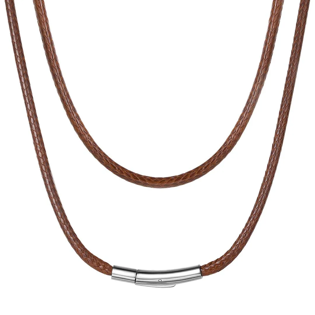 ChainsHouse Collana Caucciù Uomo con Incisione Cordino 3mm Marrone 71cm - immagine 1