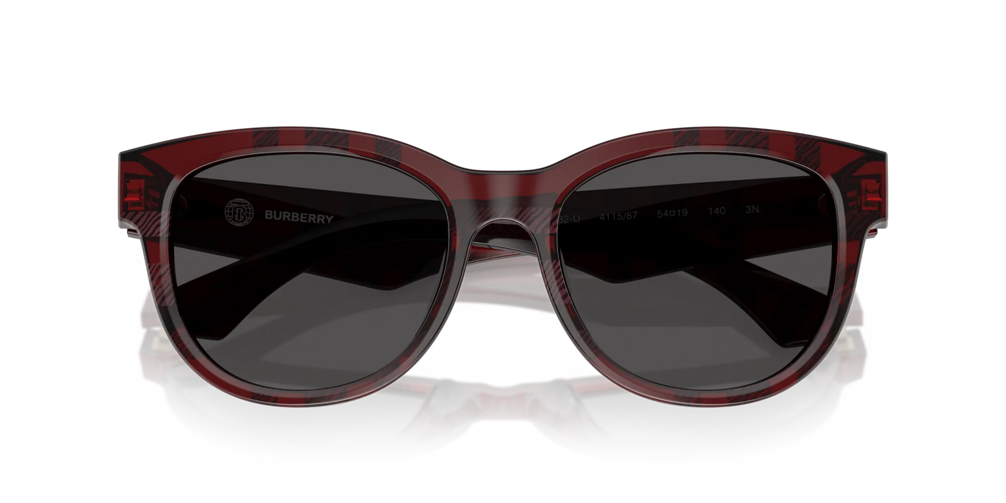 Burberry BE4432U 411587 Occhiali da sole Acetato Rosso Grigio Pantos Normale - immagine 2