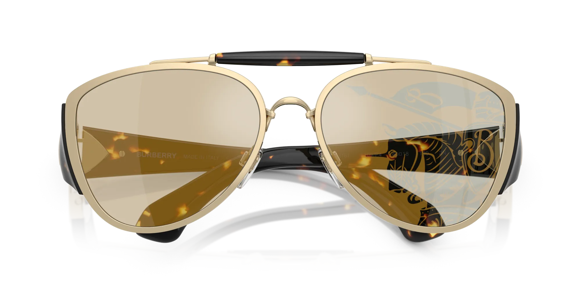 Burberry BE3161 1109P4 Occhiali da sole Metallo Oro Pilot Normale - immagine 2