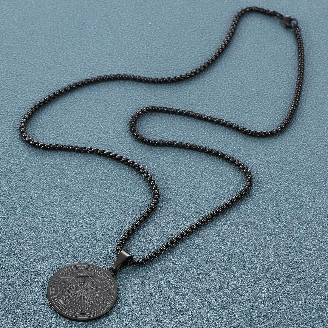 AFSTALR 7 Arcangeli Sigillo Medaglia Talismano Collana per Uomo Donna Salomone Pentagramma Talismano Magia Protezione Amuleto A-nero - immagine 4