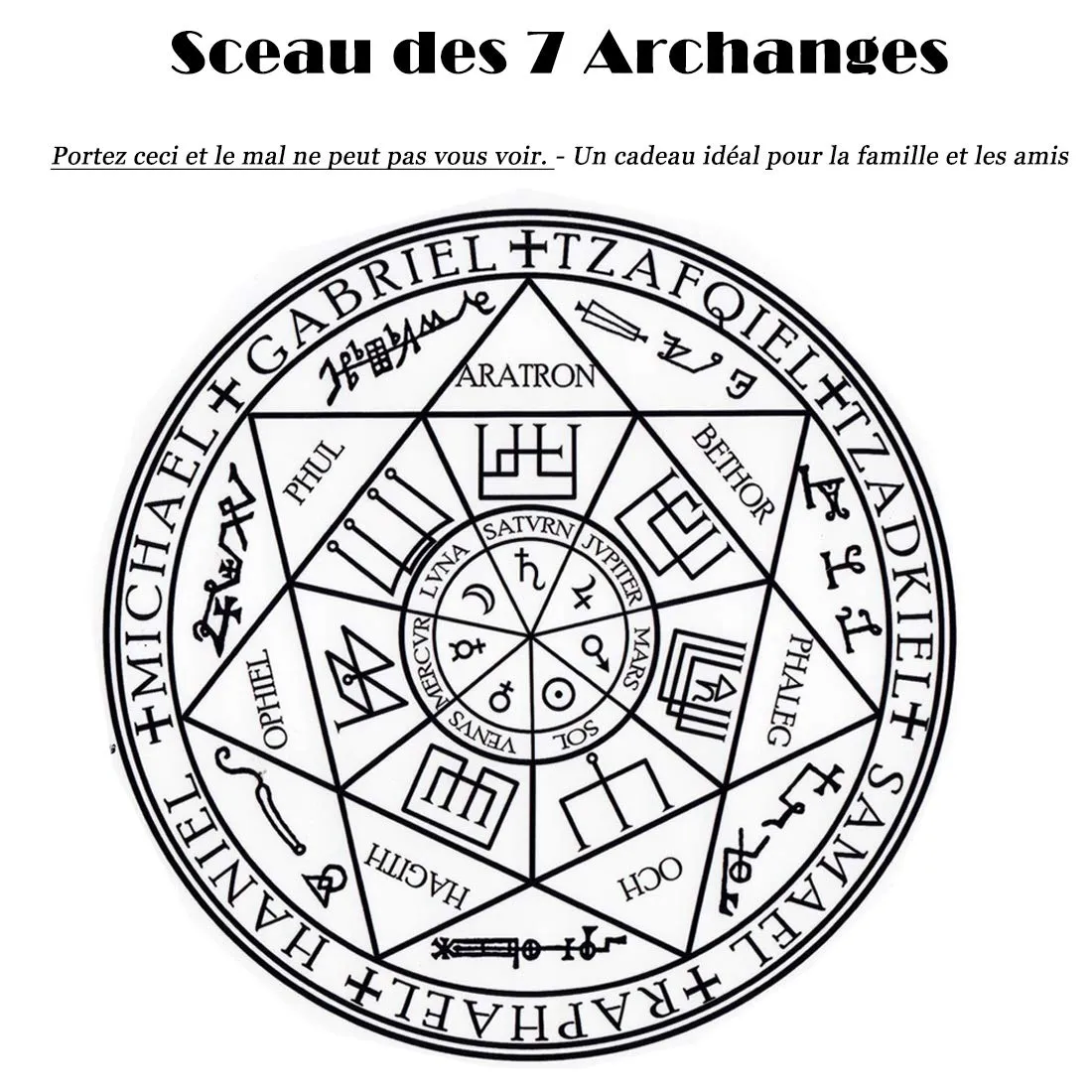 AFSTALR 7 Arcangeli Sigillo Medaglia Talismano Collana per Uomo Donna Salomone Pentagramma Talismano Magia Protezione Amuleto A-nero - immagine 6