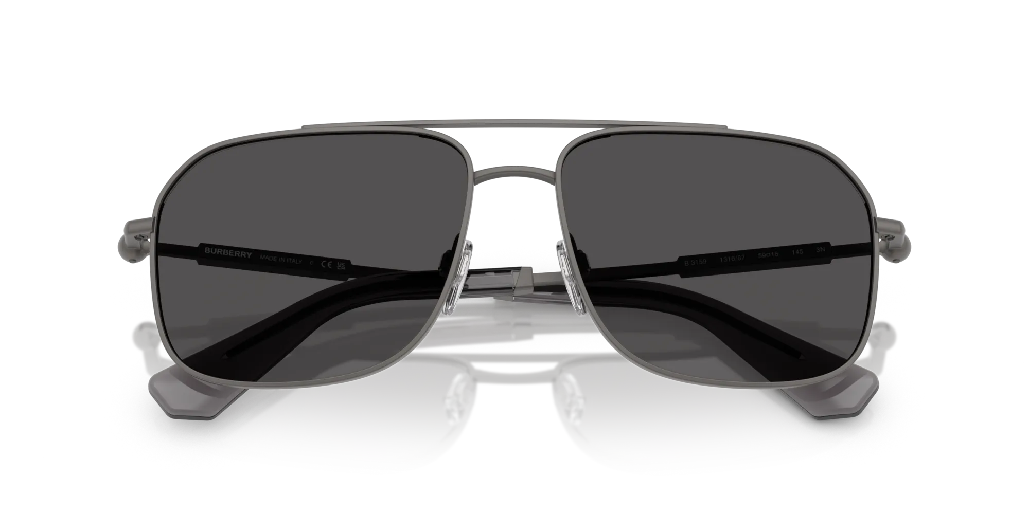 Burberry BE3159 131687 Occhiali da sole Metallo Grigio Grigio Squadrata Normale - immagine 2