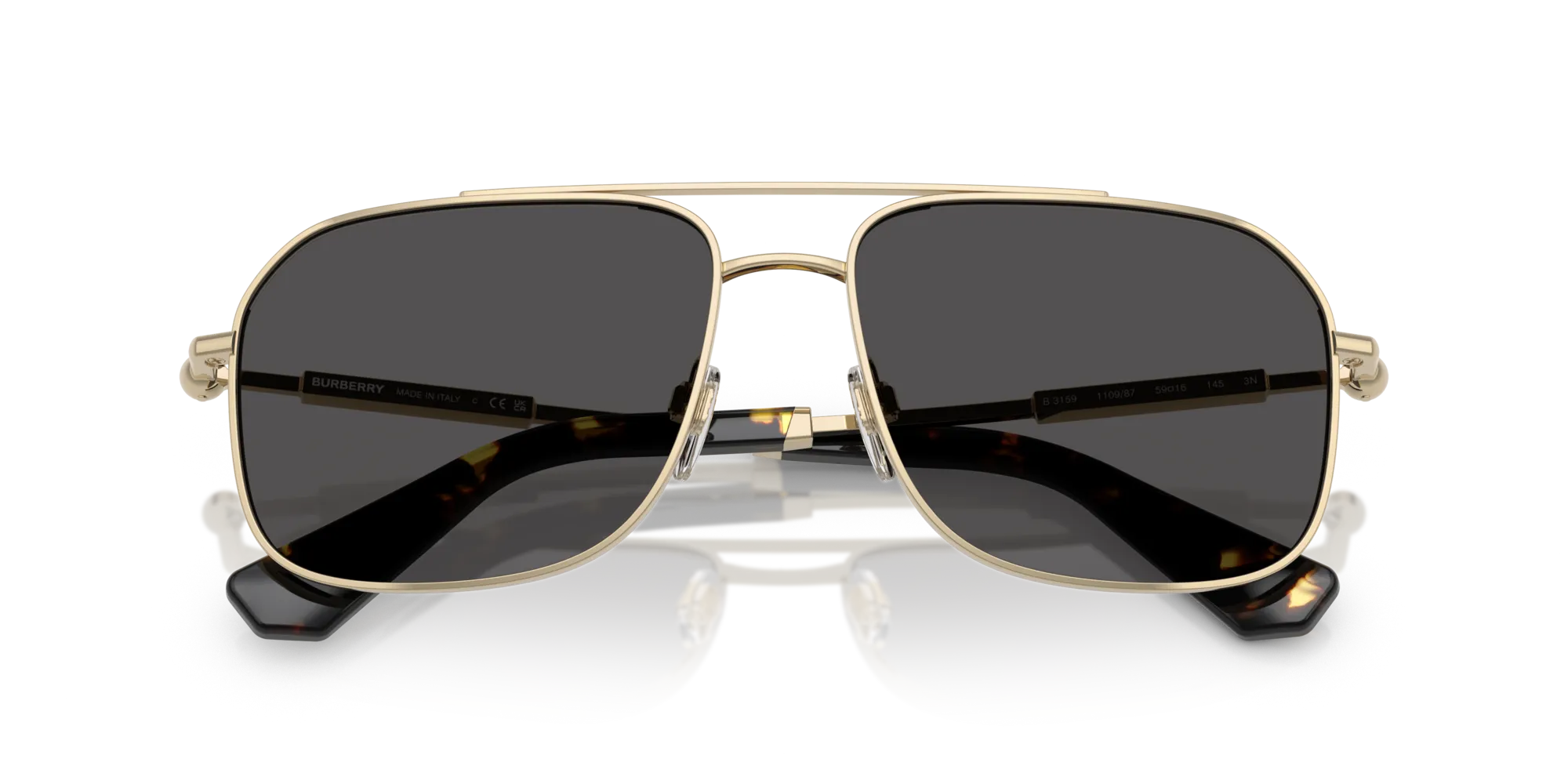 Burberry BE3159 110987 Occhiali da sole Metallo Oro Grigio Squadrata Normale - immagine 2