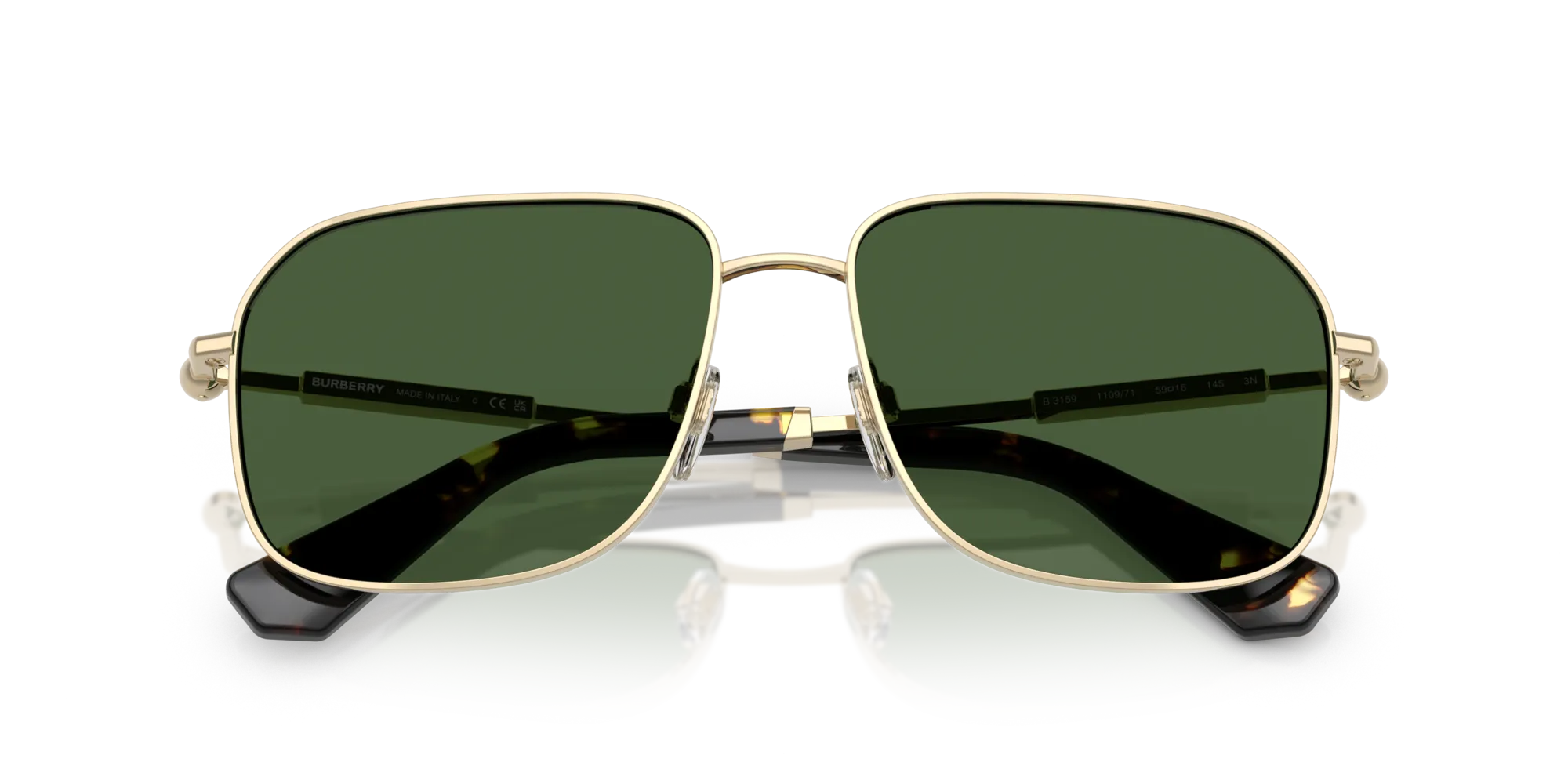 Burberry BE3159 110971 Occhiali da sole Metallo Oro Verde Geometrica Normale - immagine 2