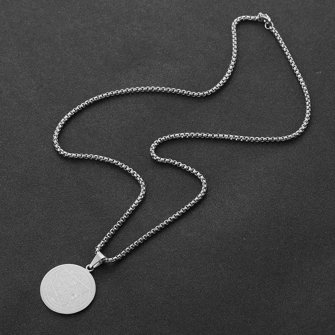 AFSTALR 7 Arcangeli Sigillo Medaglia Talismano Collana per Uomo Donna Salomone Pentagramma Talismano Magia Protezione Amuleto A-argento - immagine 4