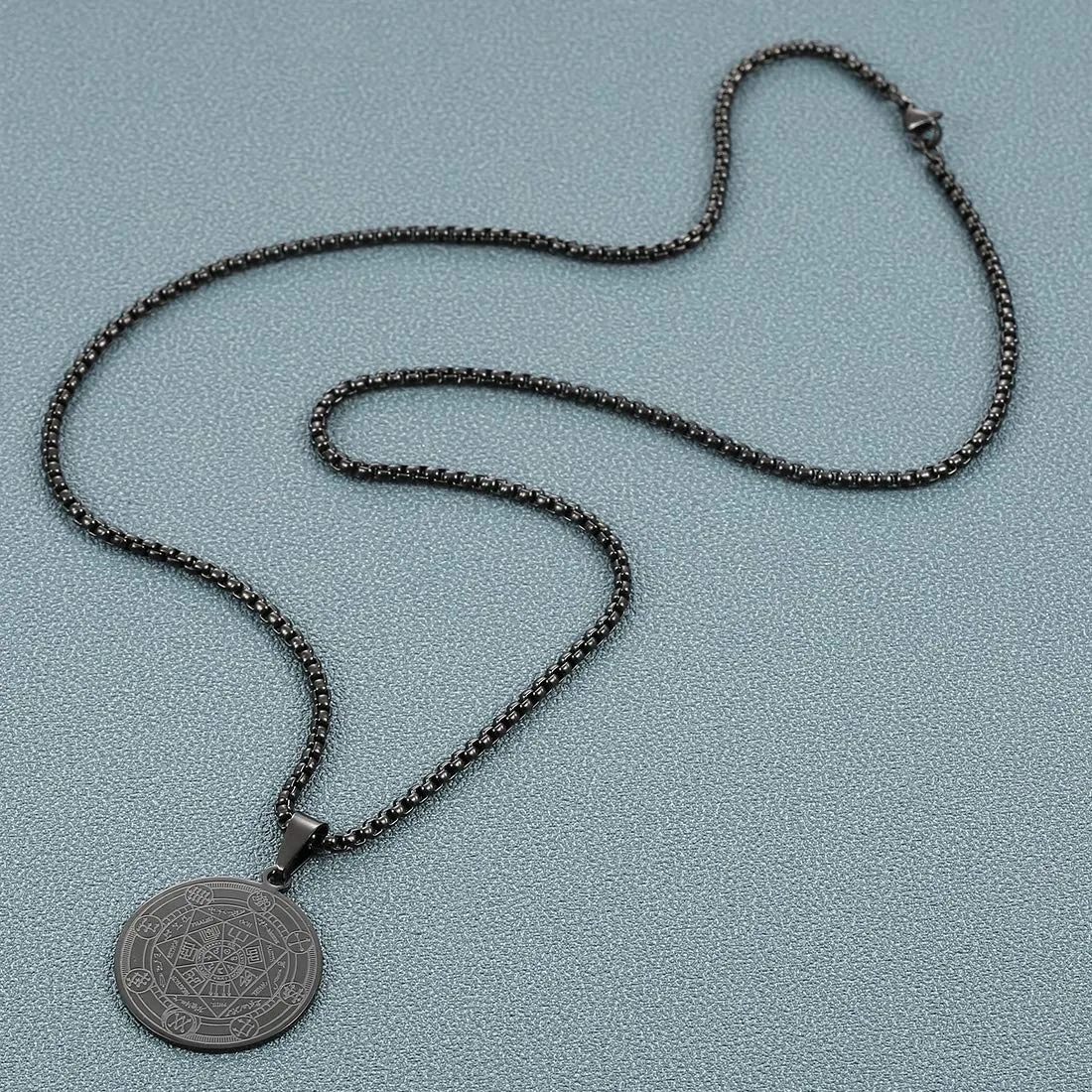 AFSTALR 7 Arcangeli Sigillo Medaglia Talismano Collana per Uomo Donna Salomone Pentagramma Talismano Magia Protezione Amuleto C-nero - immagine 4