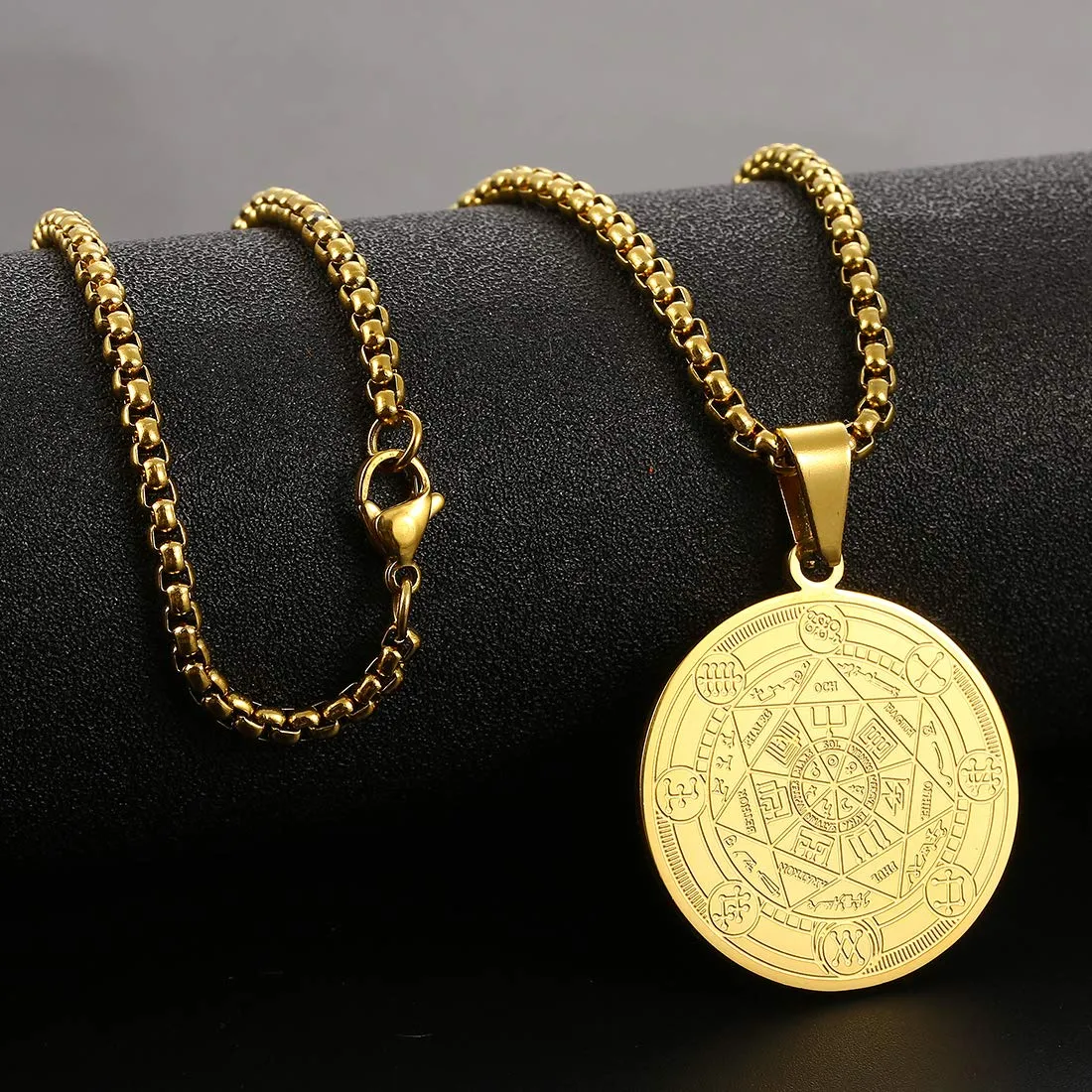 AFSTALR 7 Arcangeli Sigillo Medaglia Talismano Collana per Uomo Donna Salomone Pentagramma Talismano Magia Protezione Amuleto C-oro - immagine 3