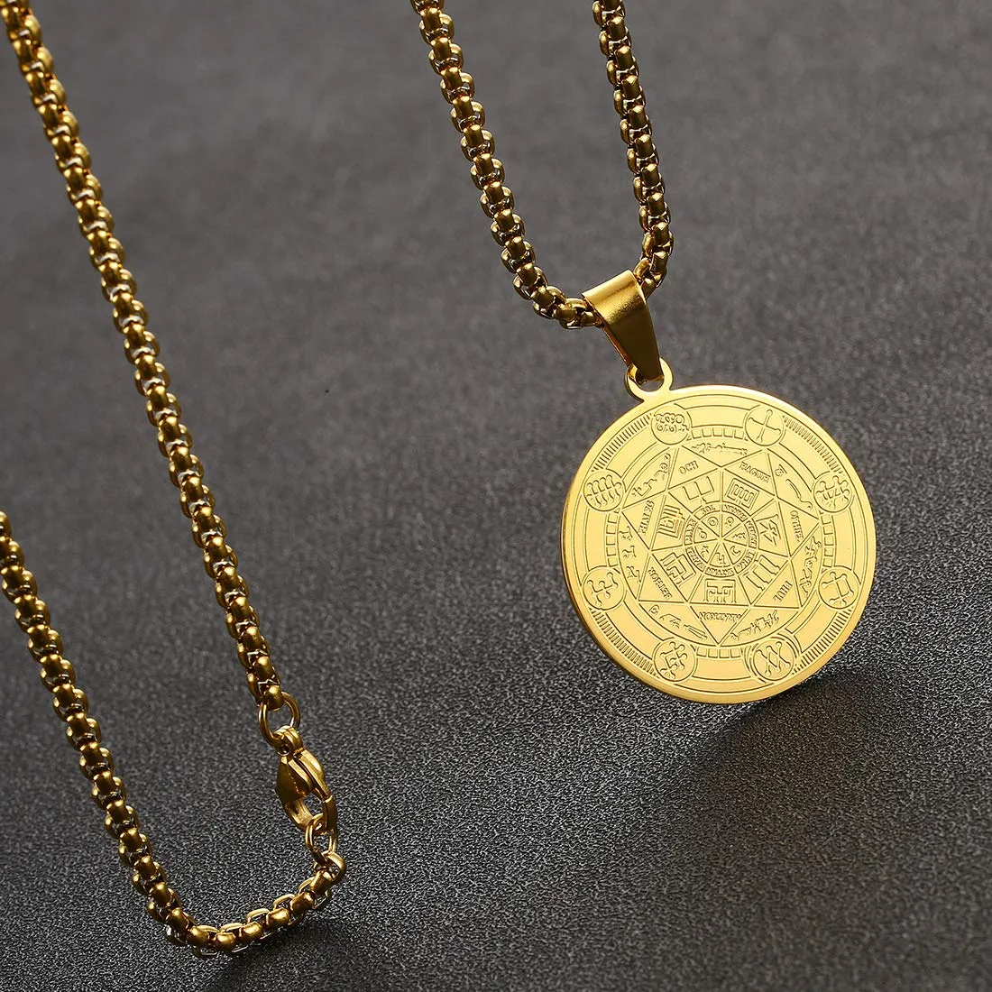 AFSTALR 7 Arcangeli Sigillo Medaglia Talismano Collana per Uomo Donna Salomone Pentagramma Talismano Magia Protezione Amuleto C-oro - immagine 4