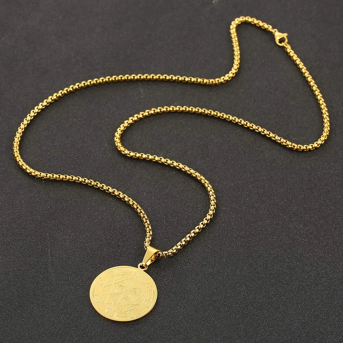 AFSTALR 7 Arcangeli Sigillo Medaglia Talismano Collana per Uomo Donna Salomone Pentagramma Talismano Magia Protezione Amuleto C-oro - immagine 5