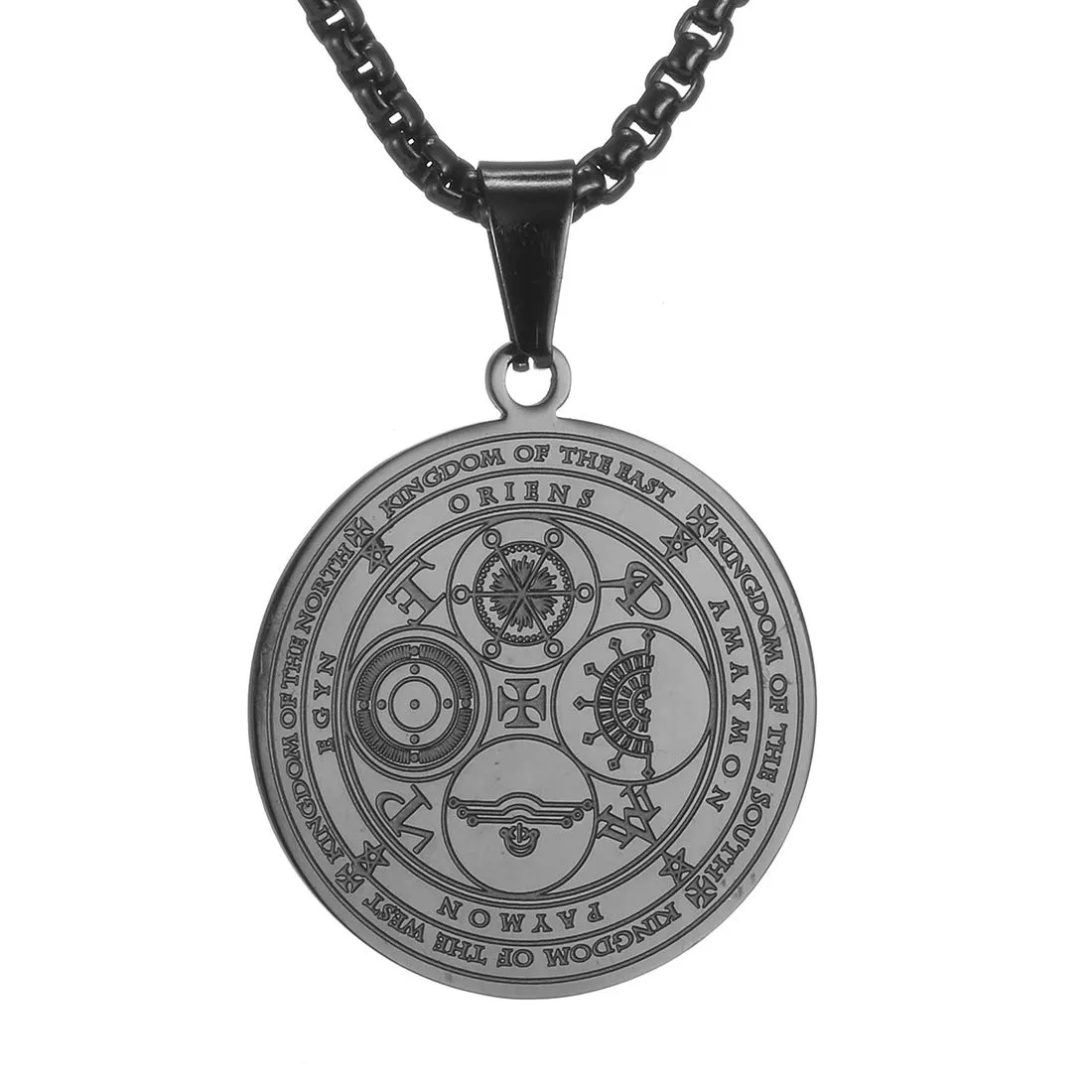 AFSTALR 7 Arcangeli Sigillo Medaglia Talismano Collana per Uomo Donna Salomone Pentagramma Talismano Magia Protezione Amuleto E-nero - immagine 1