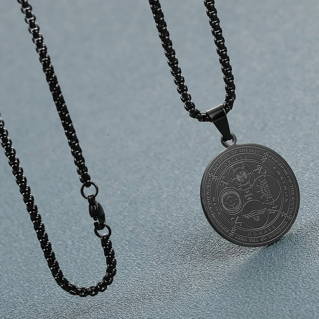AFSTALR 7 Arcangeli Sigillo Medaglia Talismano Collana per Uomo Donna Salomone Pentagramma Talismano Magia Protezione Amuleto E-nero - immagine 3