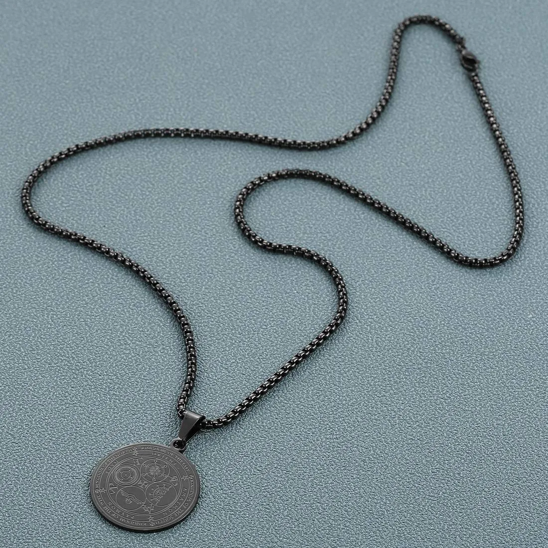AFSTALR 7 Arcangeli Sigillo Medaglia Talismano Collana per Uomo Donna Salomone Pentagramma Talismano Magia Protezione Amuleto E-nero - immagine 5