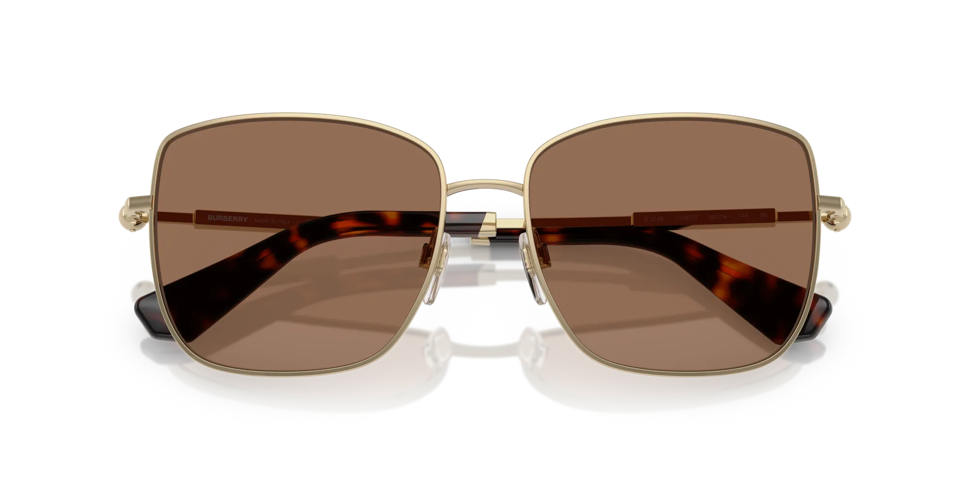 Burberry BE3158 110973 Occhiali da sole Metallo Oro Marrone Squadrata Normale - immagine 2