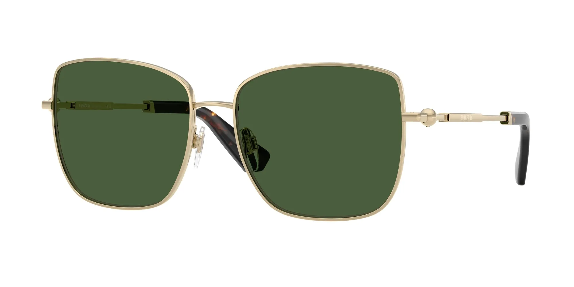 Burberry BE3158 110971 Occhiali da sole Metallo Oro Verde Squadrata Normale - immagine 1