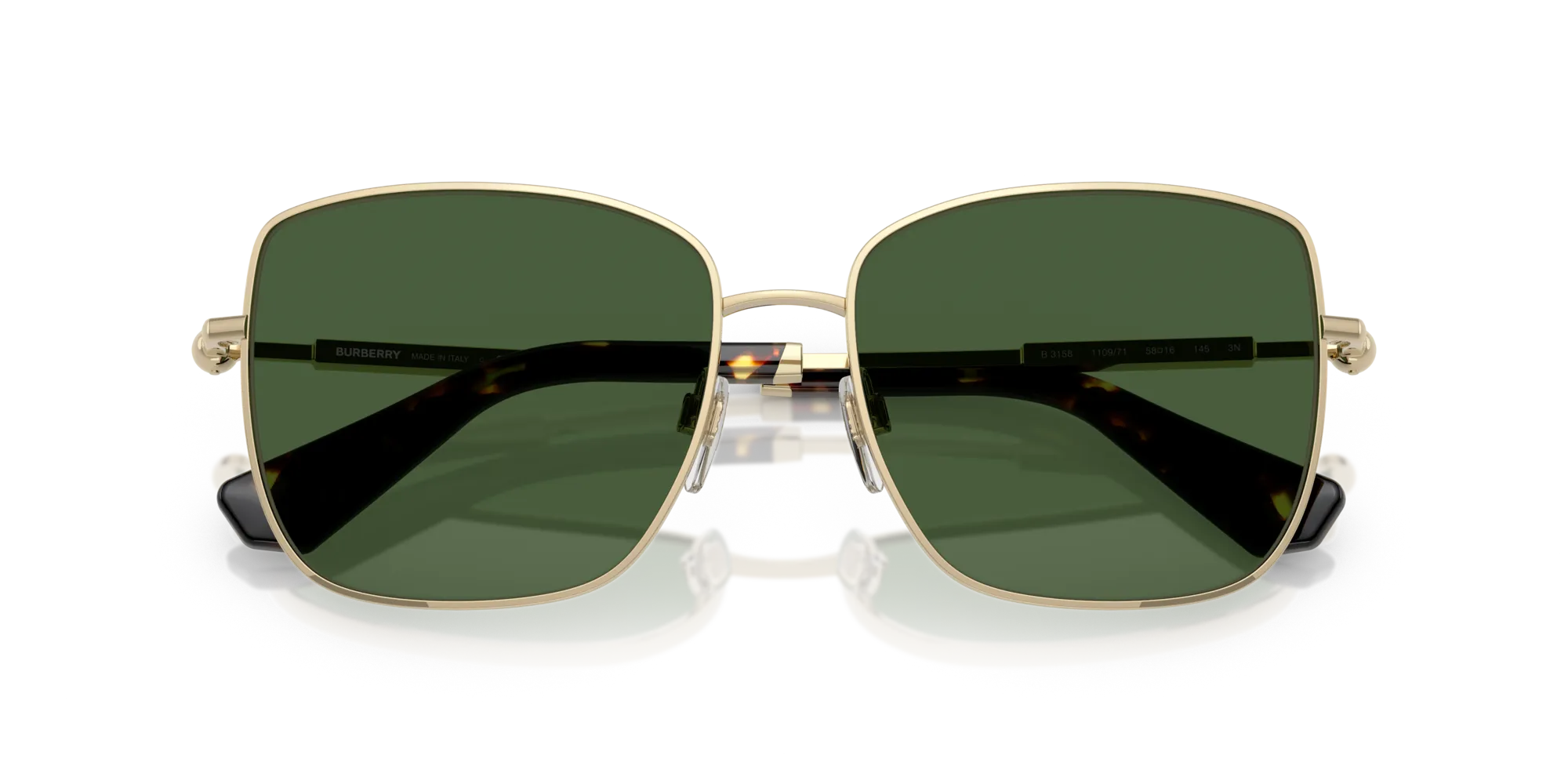 Burberry BE3158 110971 Occhiali da sole Metallo Oro Verde Squadrata Normale - immagine 2