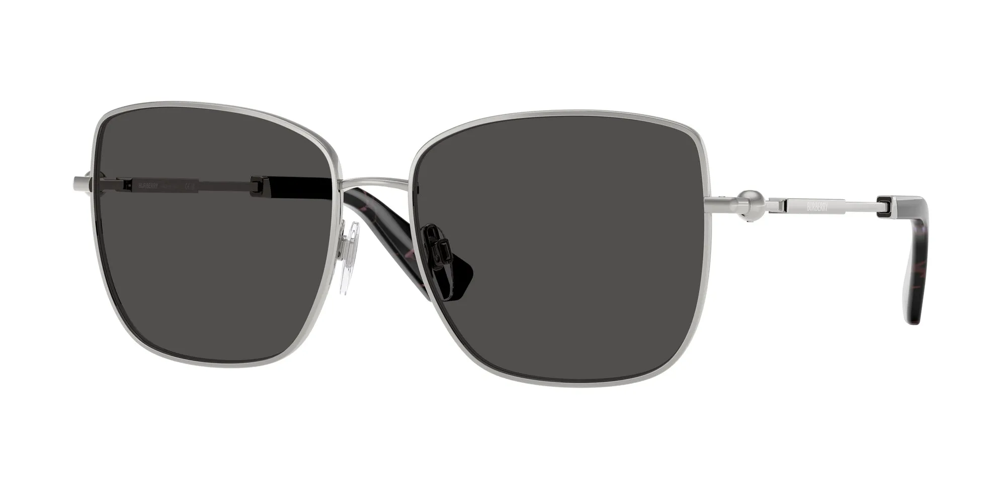 Burberry BE3158 100587 Occhiali da sole Metallo Argento Grigio Squadrata Normale - immagine 1