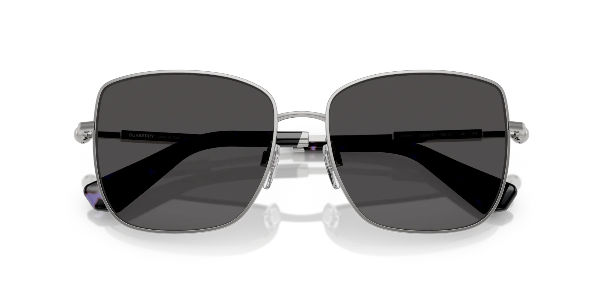 Burberry BE3158 100587 Occhiali da sole Metallo Argento Grigio Squadrata Normale - immagine 2