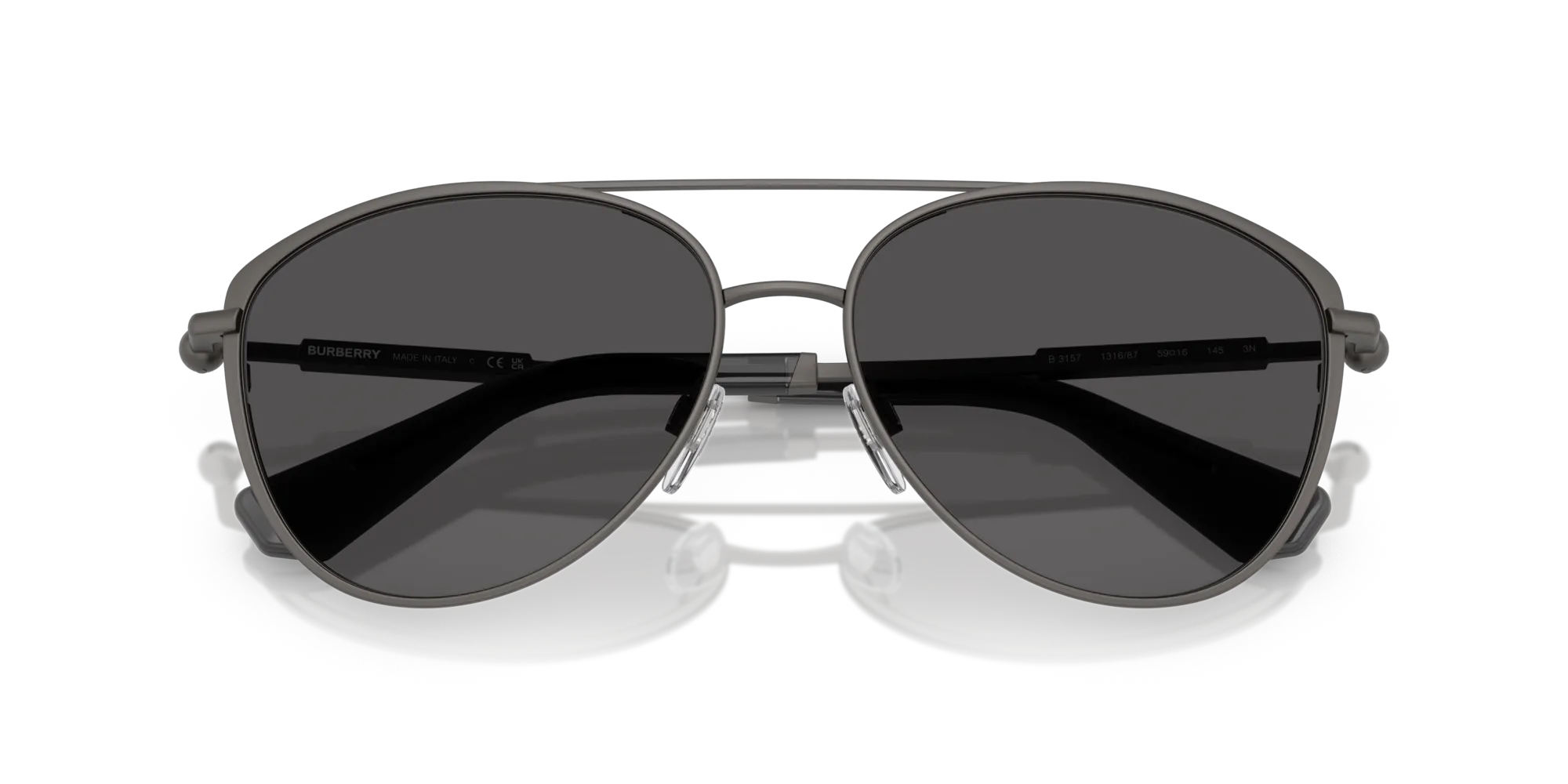 Burberry BE3157 131687 Occhiali da sole Metallo Grigio Grigio Pilot Normale - immagine 2