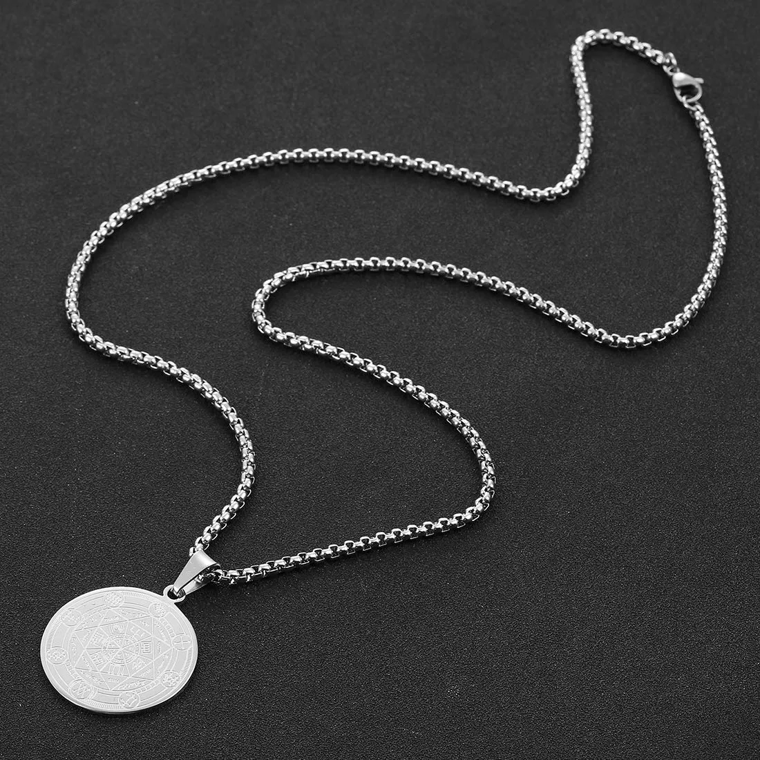 AFSTALR 7 Arcangeli Sigillo Medaglia Talismano Collana per Uomo Donna Salomone Pentagramma Talismano Magia Protezione Amuleto C-argento - immagine 5