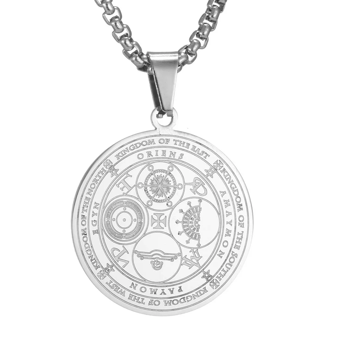 AFSTALR 7 Arcangeli Sigillo Medaglia Talismano Collana per Uomo Donna Salomone Pentagramma Talismano Magia Protezione Amuleto E-argento - immagine 1
