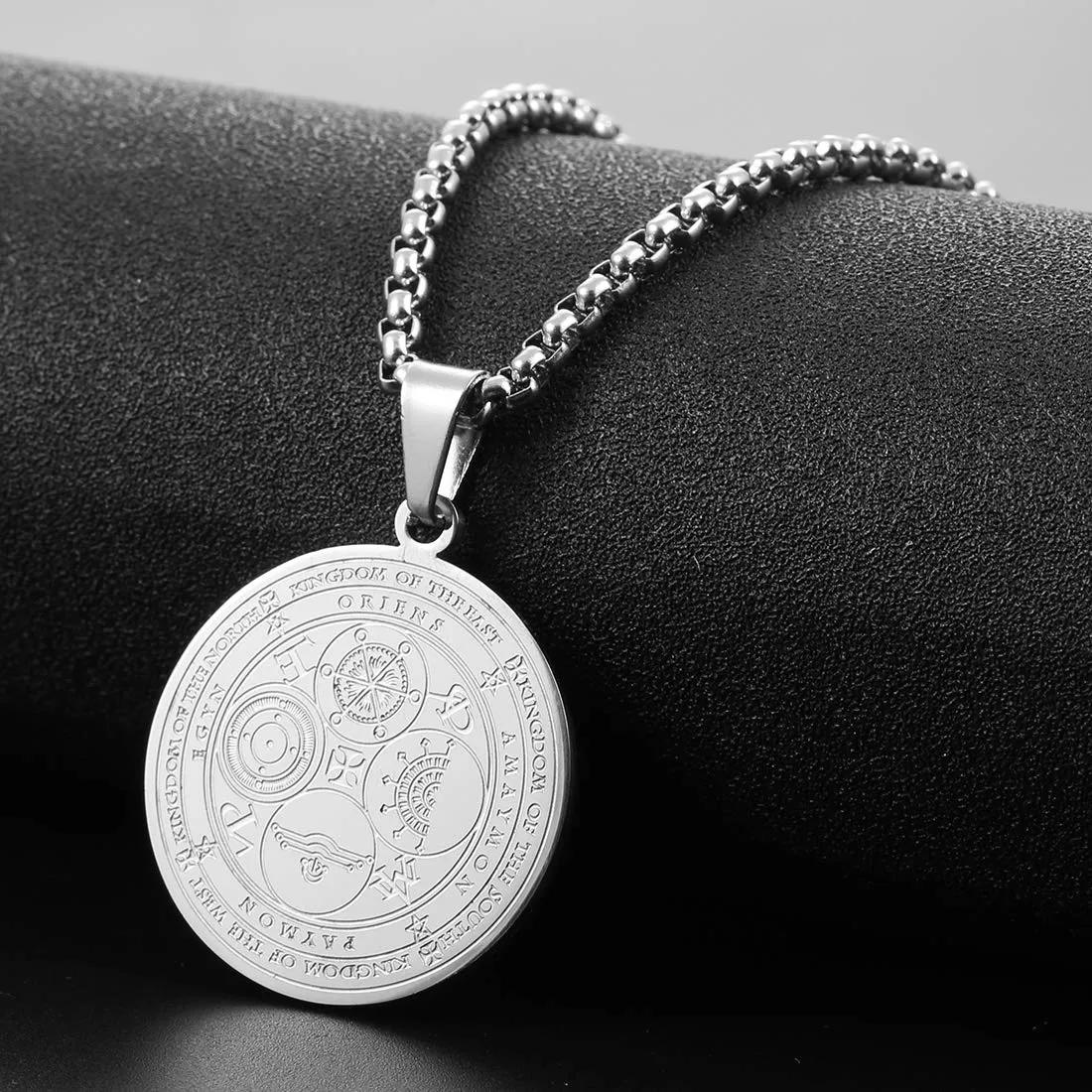 AFSTALR 7 Arcangeli Sigillo Medaglia Talismano Collana per Uomo Donna Salomone Pentagramma Talismano Magia Protezione Amuleto E-argento - immagine 2