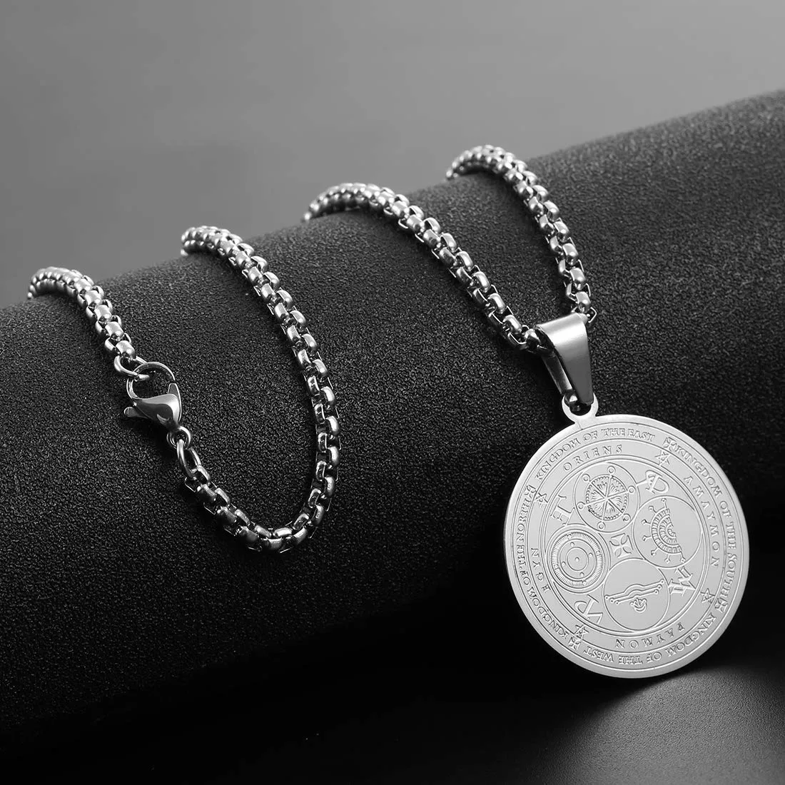 AFSTALR 7 Arcangeli Sigillo Medaglia Talismano Collana per Uomo Donna Salomone Pentagramma Talismano Magia Protezione Amuleto E-argento - immagine 3