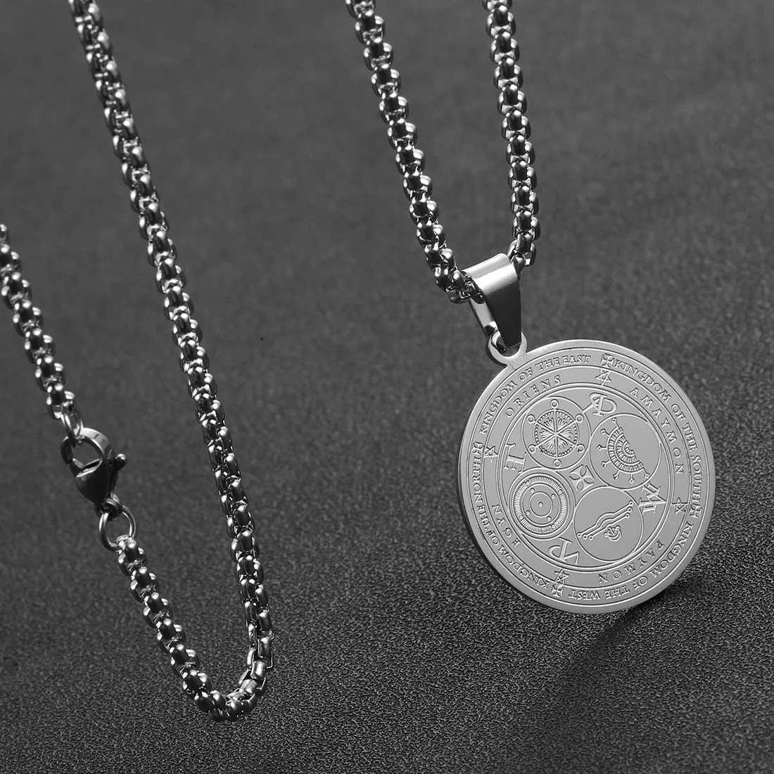 AFSTALR 7 Arcangeli Sigillo Medaglia Talismano Collana per Uomo Donna Salomone Pentagramma Talismano Magia Protezione Amuleto E-argento - immagine 5